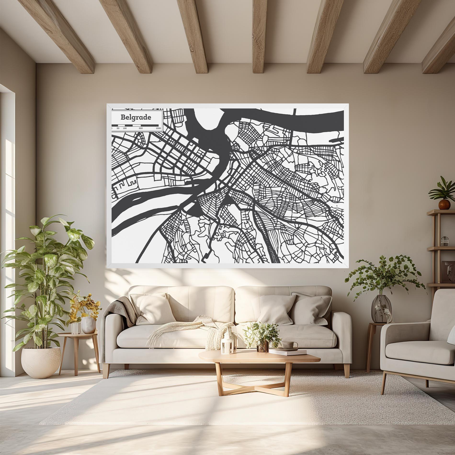 Leinwandbild Belgrade Map mockup 6