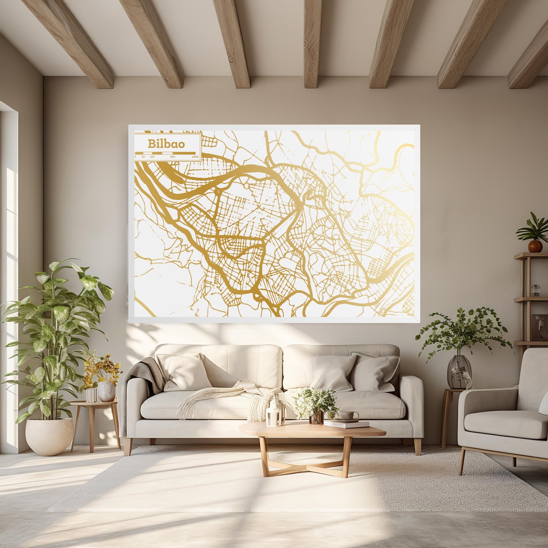 Leinwandbild Bilbao Gold Map mockup 6
