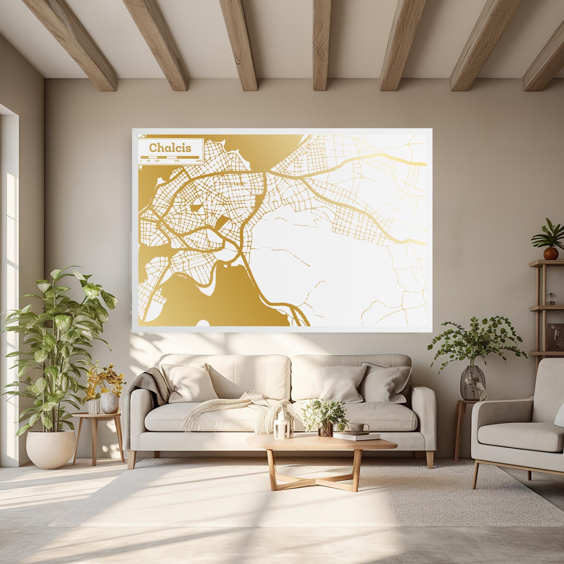 Leinwandbild Chalcis Gold Map mockup 6