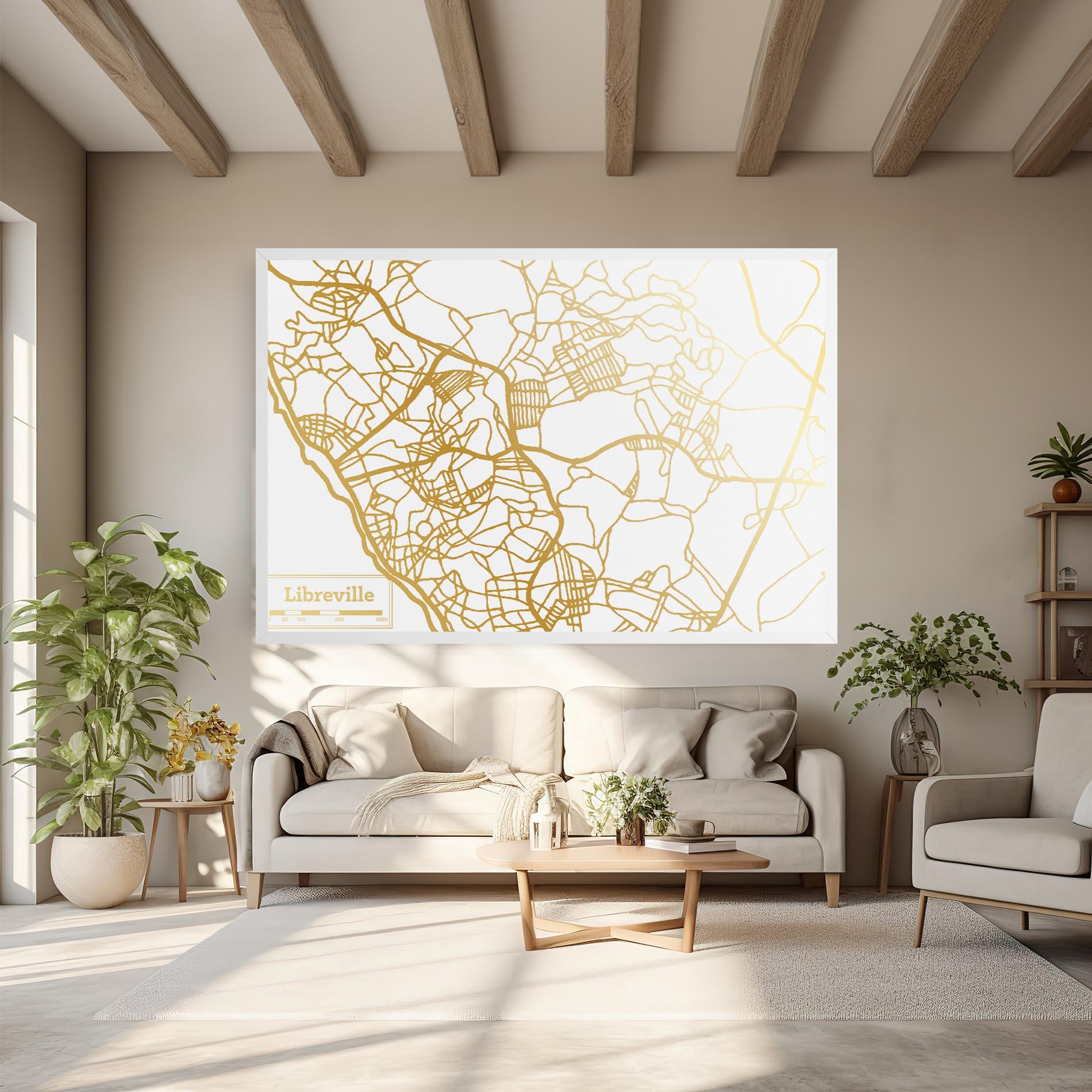 Leinwandbild Libreville Gold Map mockup 6
