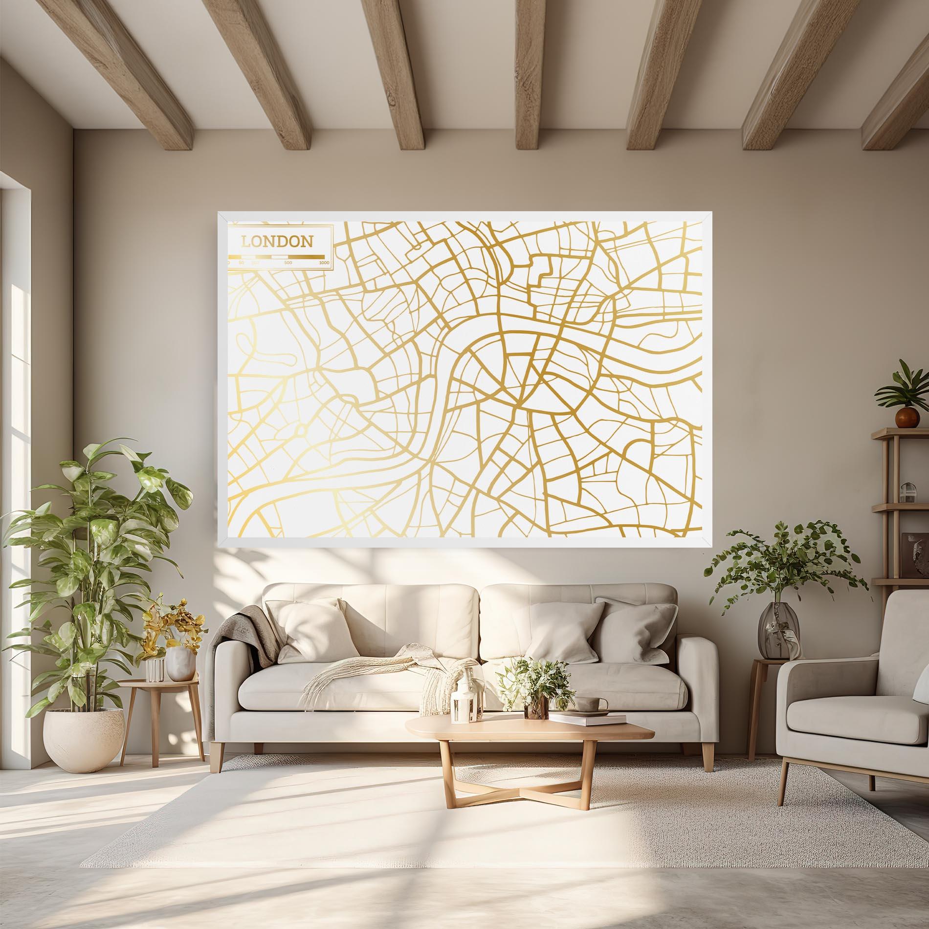 Leinwandbild London Gold Map mockup 6