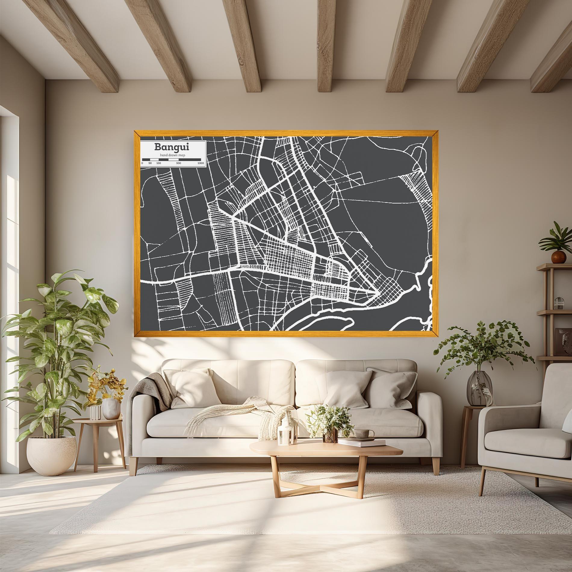Leinwandbild Bangui Map mockup 6