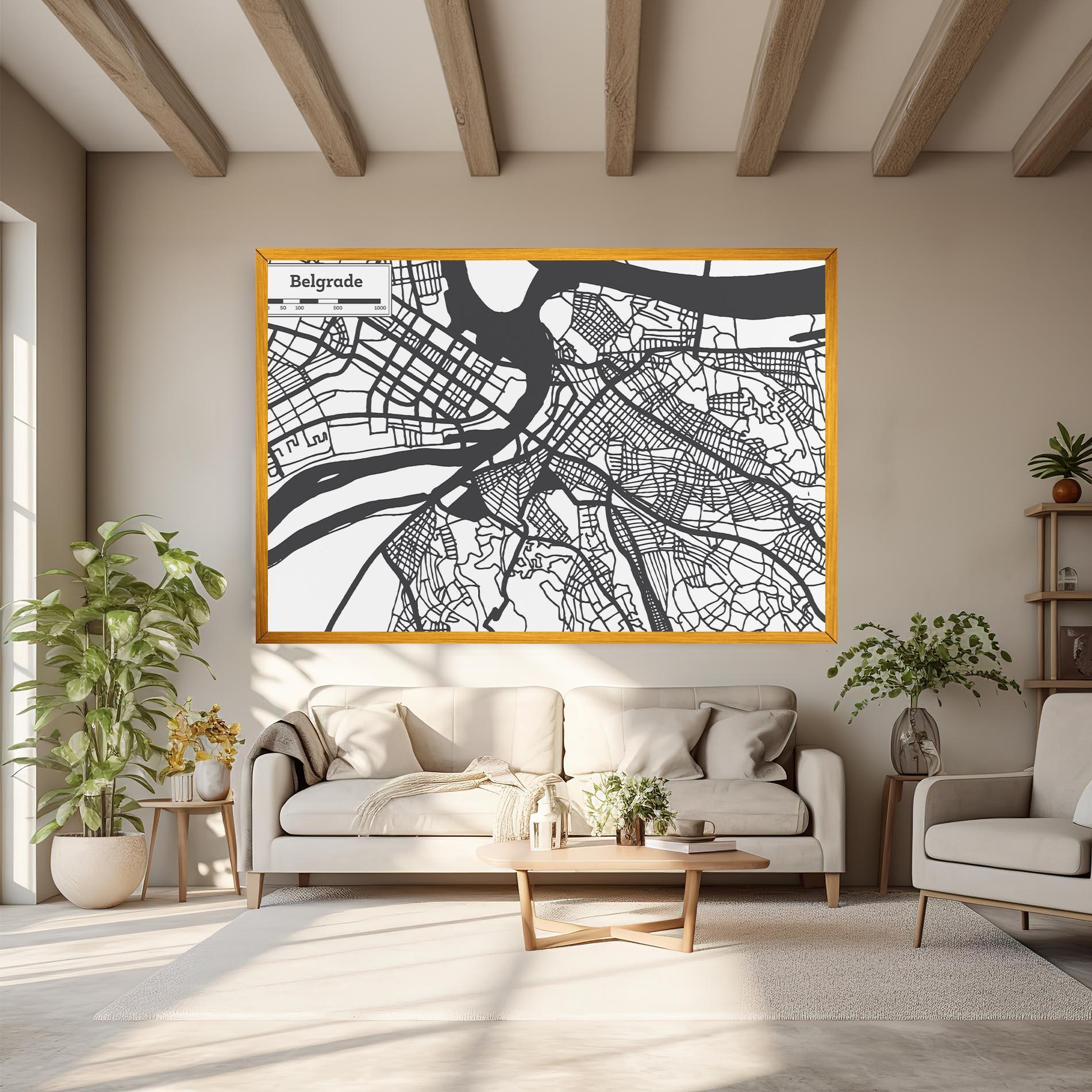 Leinwandbild Belgrade Map mockup 6