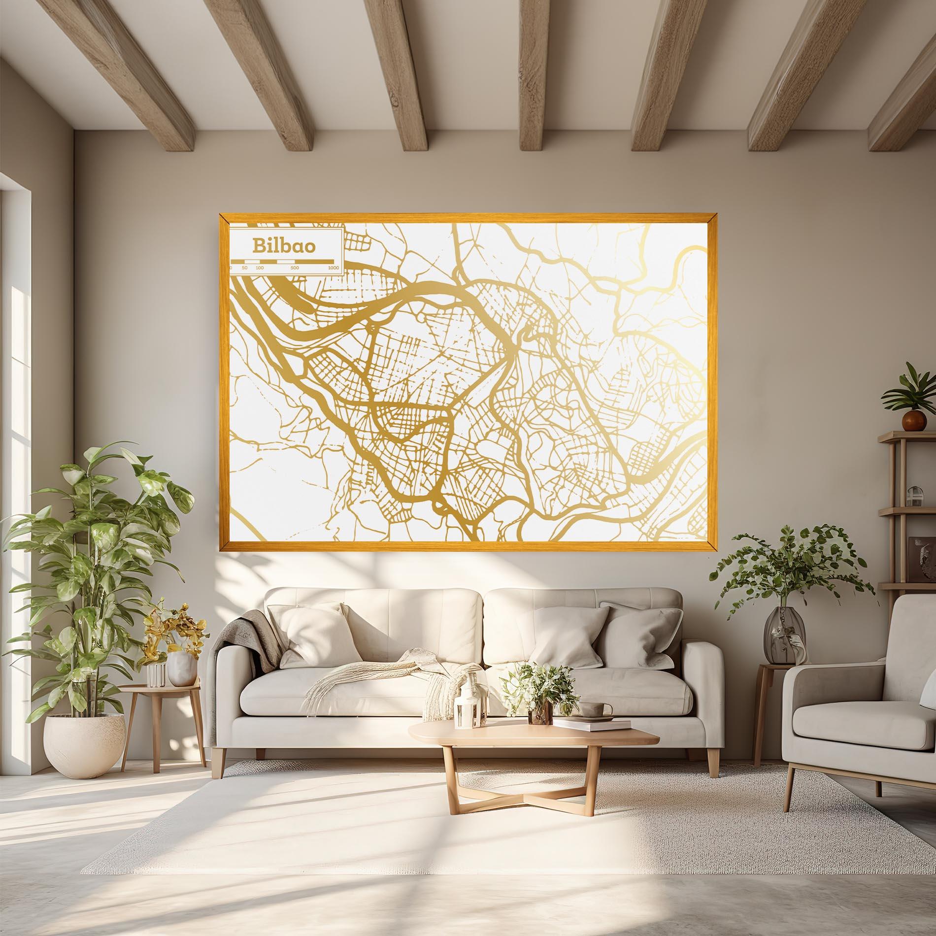 Leinwandbild Bilbao Gold Map mockup 6