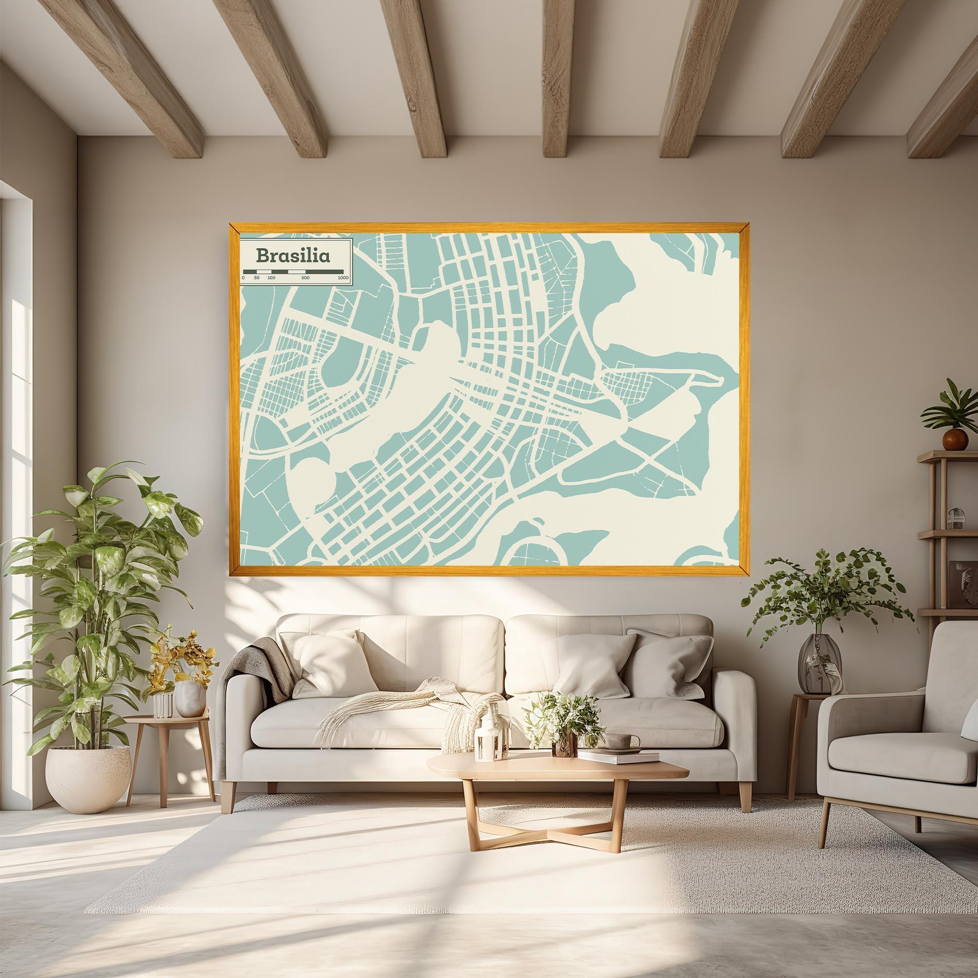 Leinwandbild Brasilia Map mockup 6