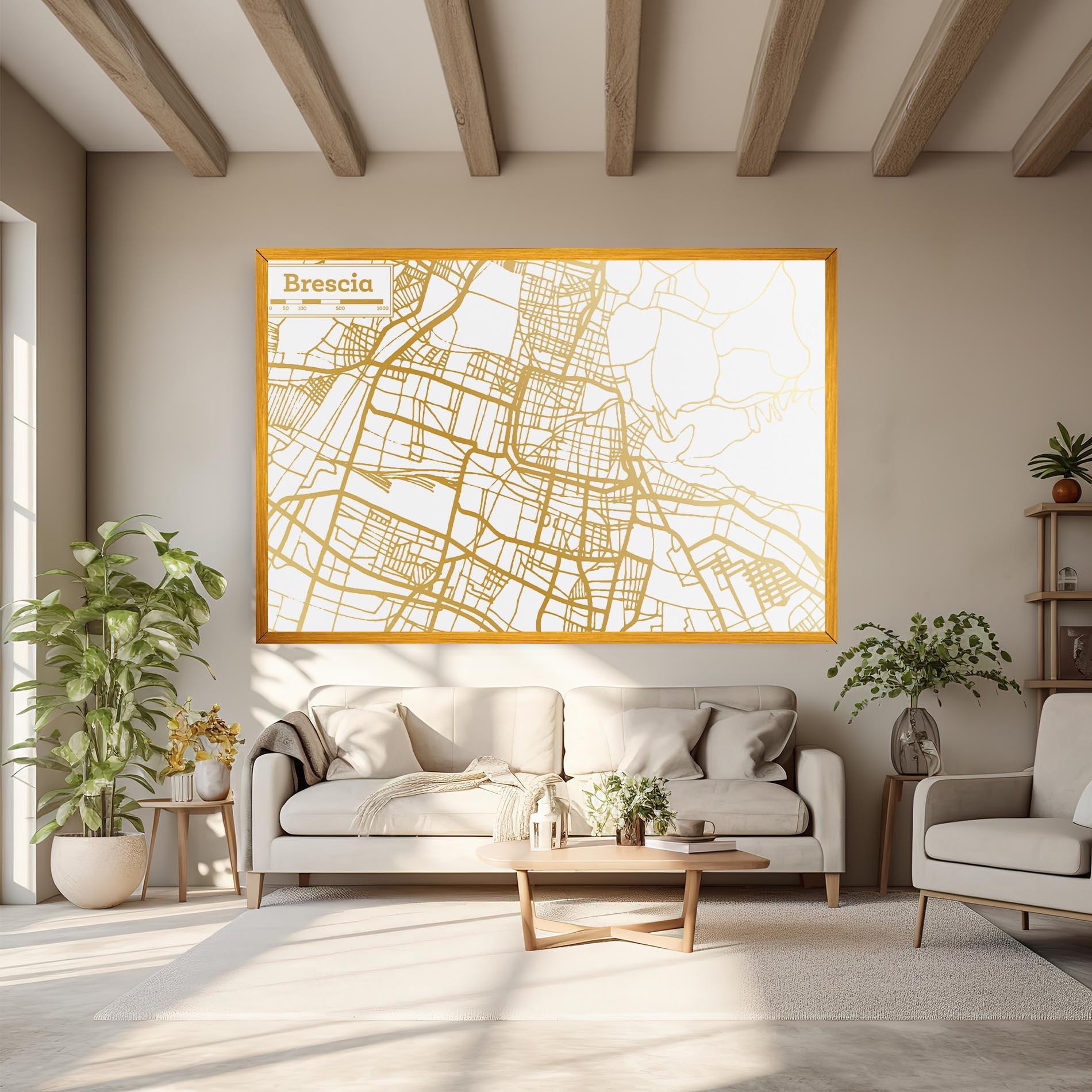 Leinwandbild Brescia Gold Map mockup 6