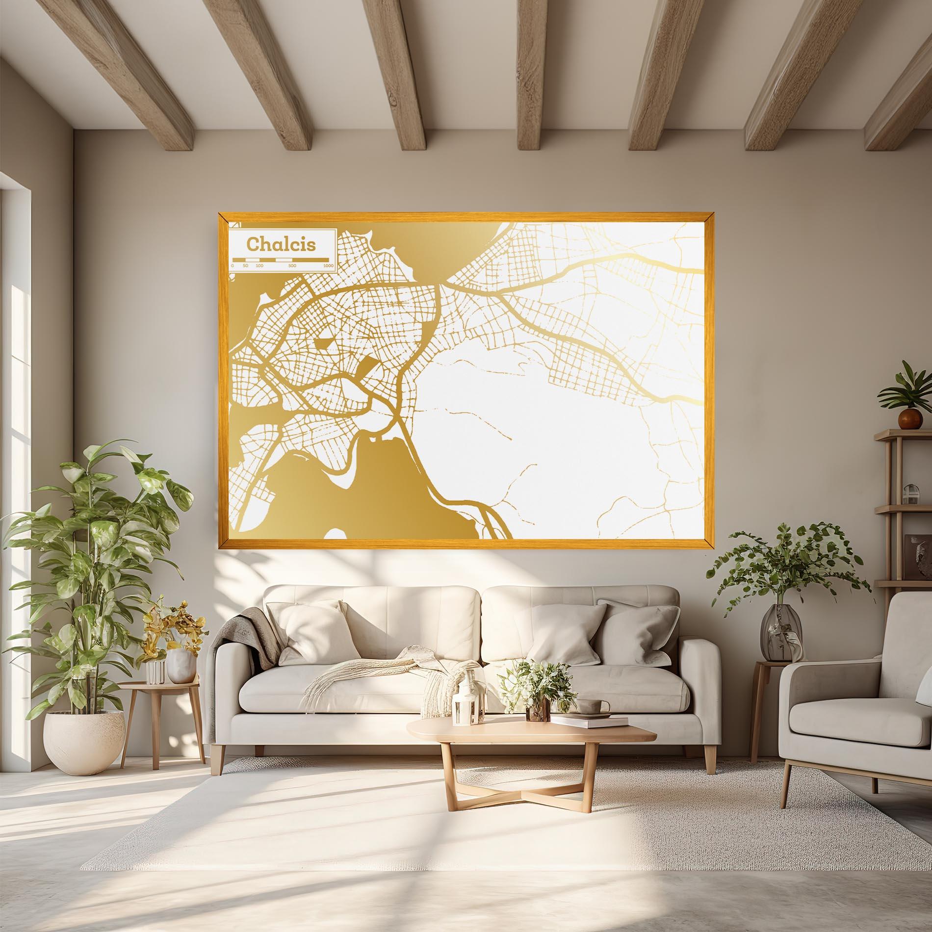 Leinwandbild Chalcis Gold Map mockup 6