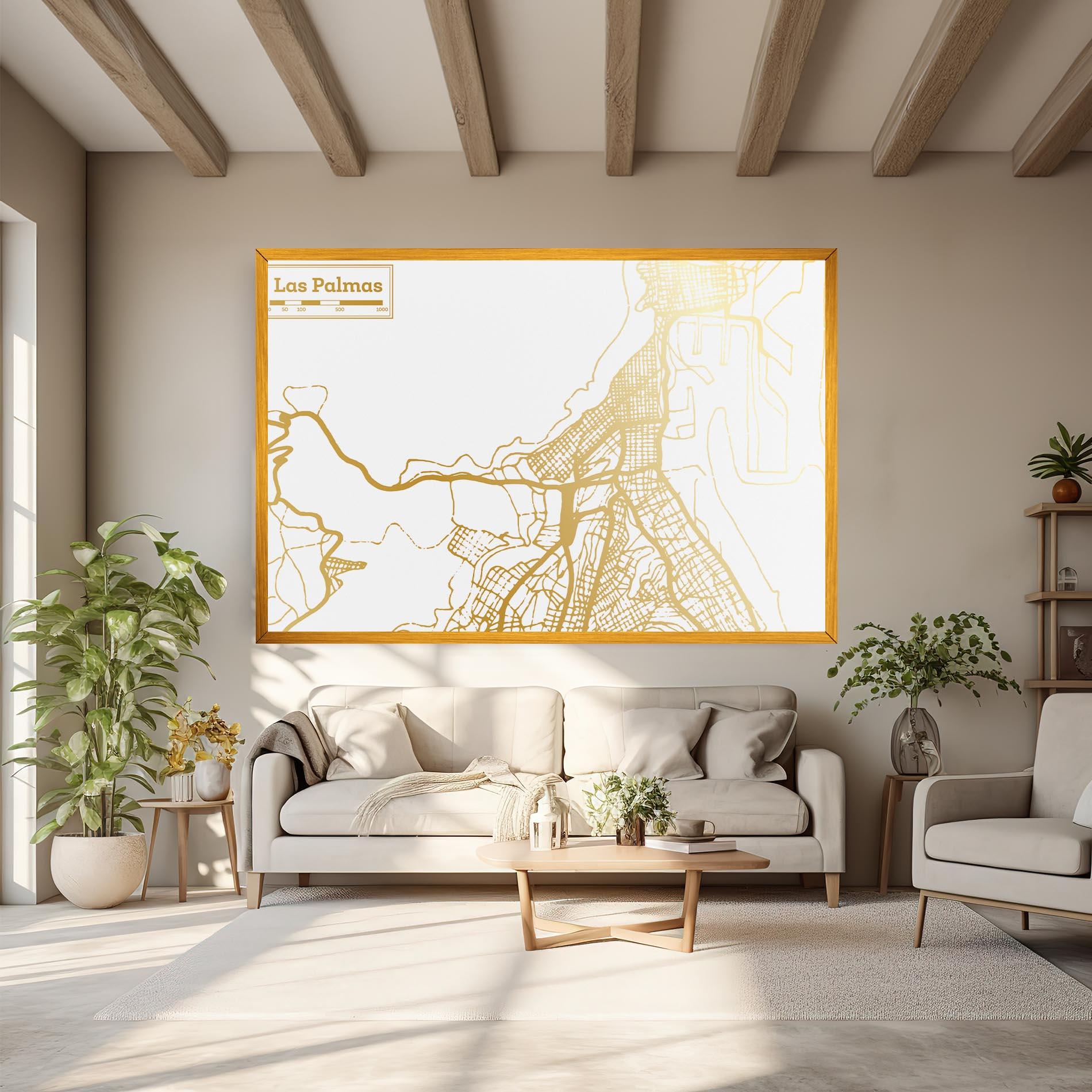 Leinwandbild Las Palmas Gold Map mockup 6