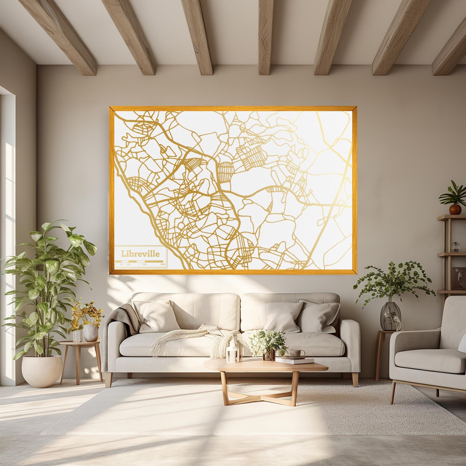 Leinwandbild Libreville Gold Map mockup 6
