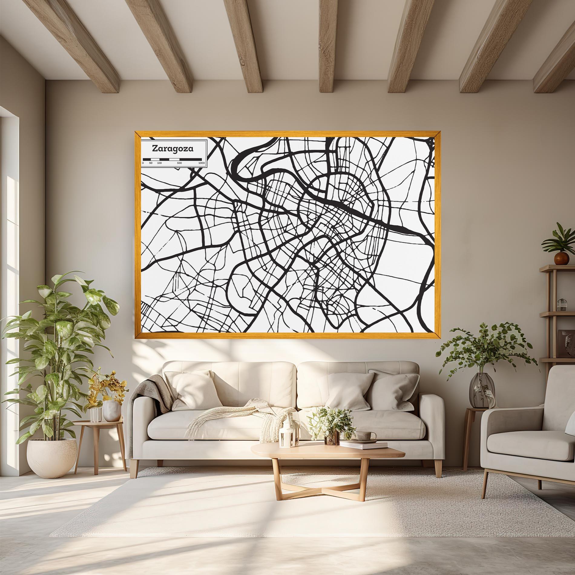 Leinwandbild Zaragoza City Map mockup 6