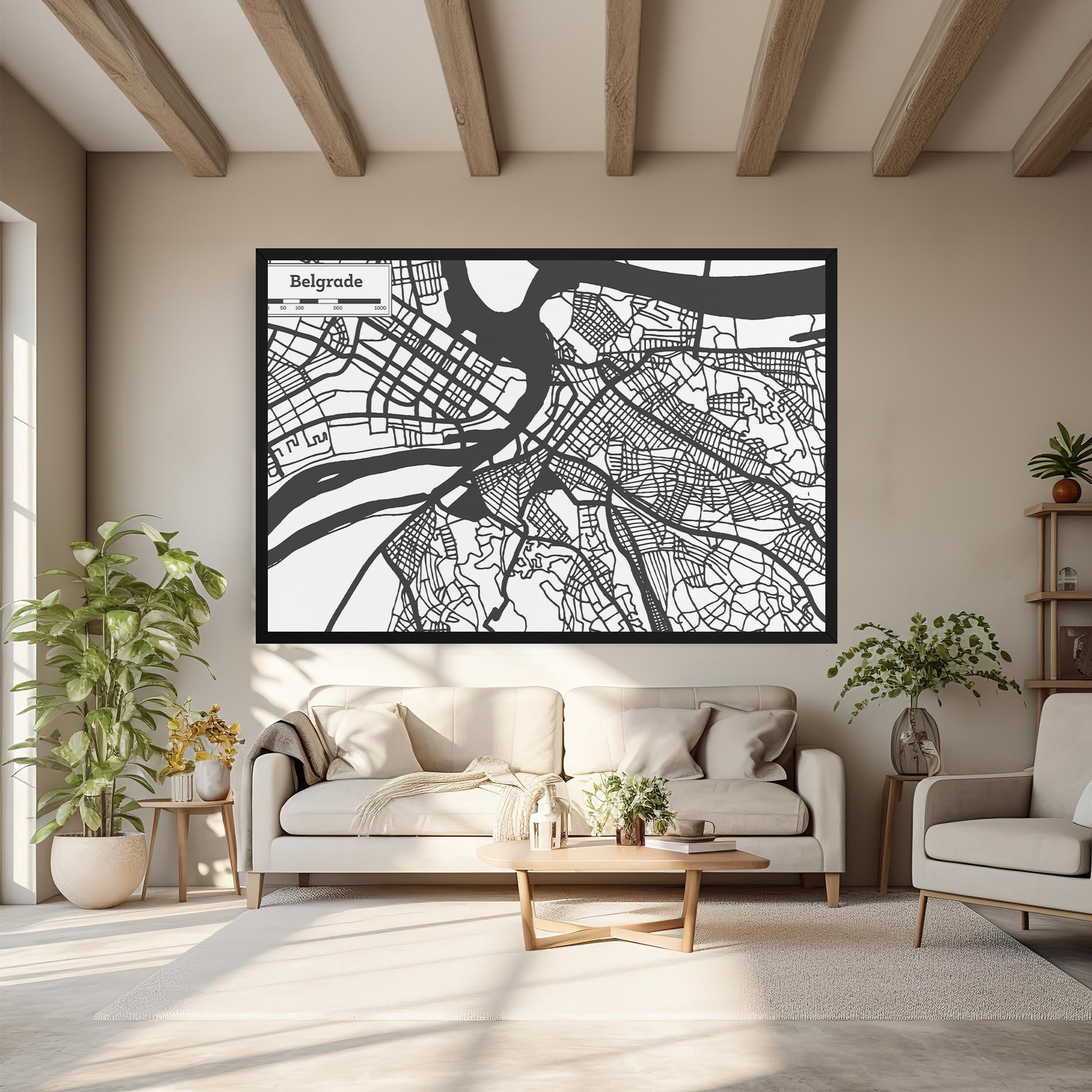 Leinwandbild Belgrade Map mockup 6