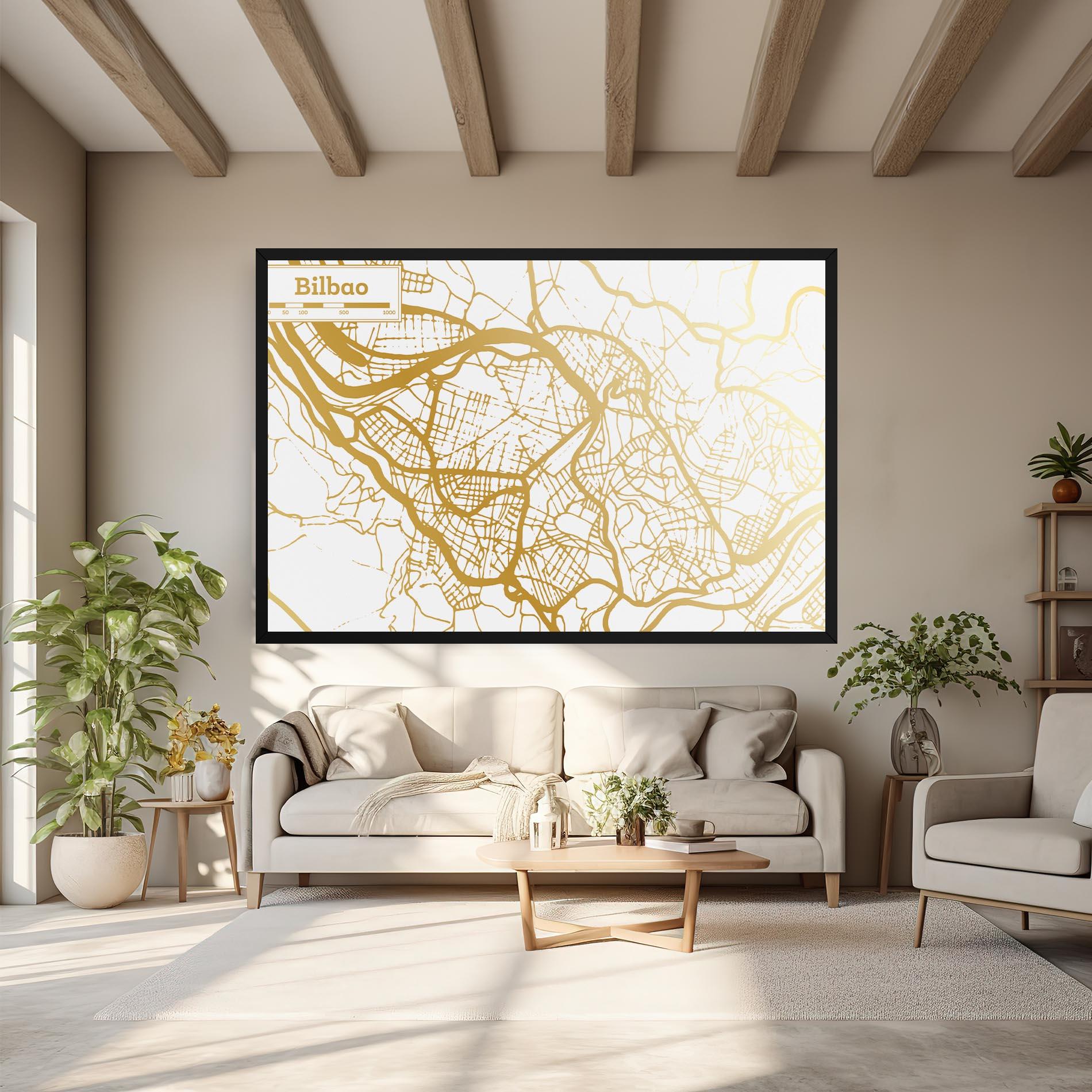 Leinwandbild Bilbao Gold Map mockup 6