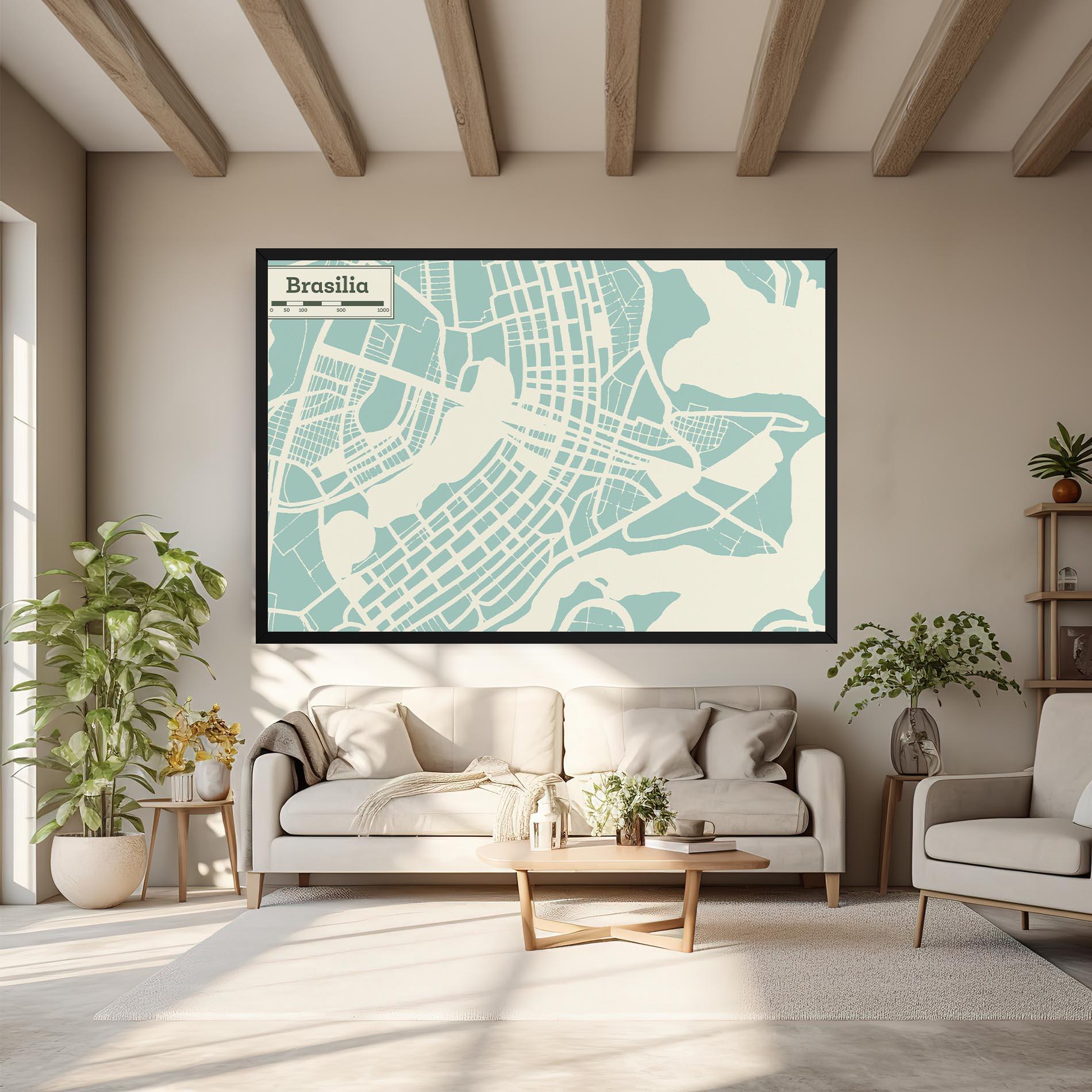 Leinwandbild Brasilia Map mockup 6