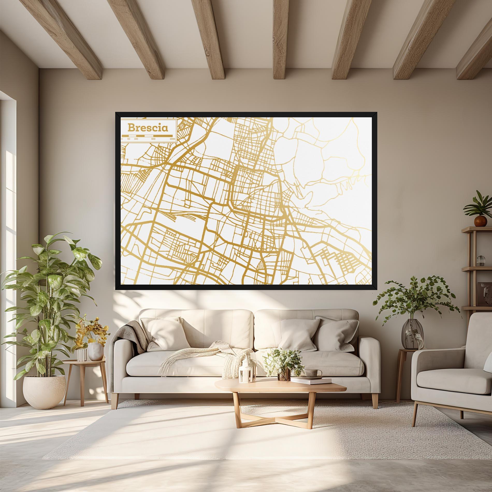 Leinwandbild Brescia Gold Map mockup 6