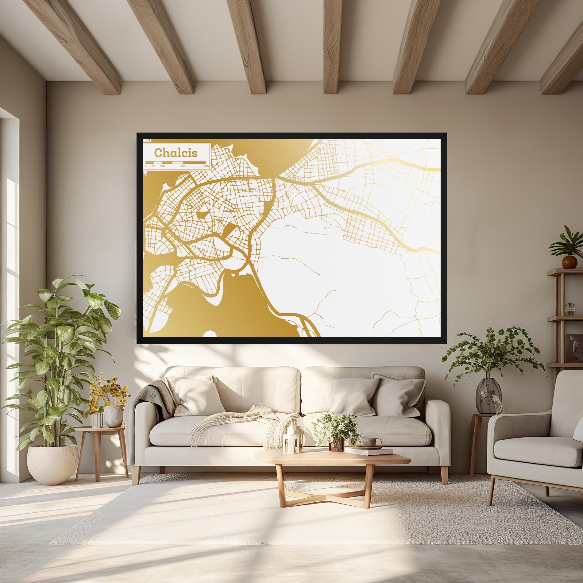 Leinwandbild Chalcis Gold Map mockup 6