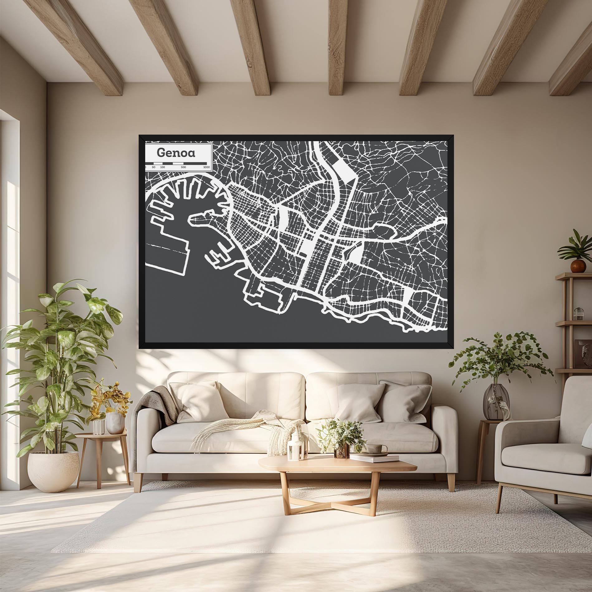 Leinwandbild Genoa Map mockup 6