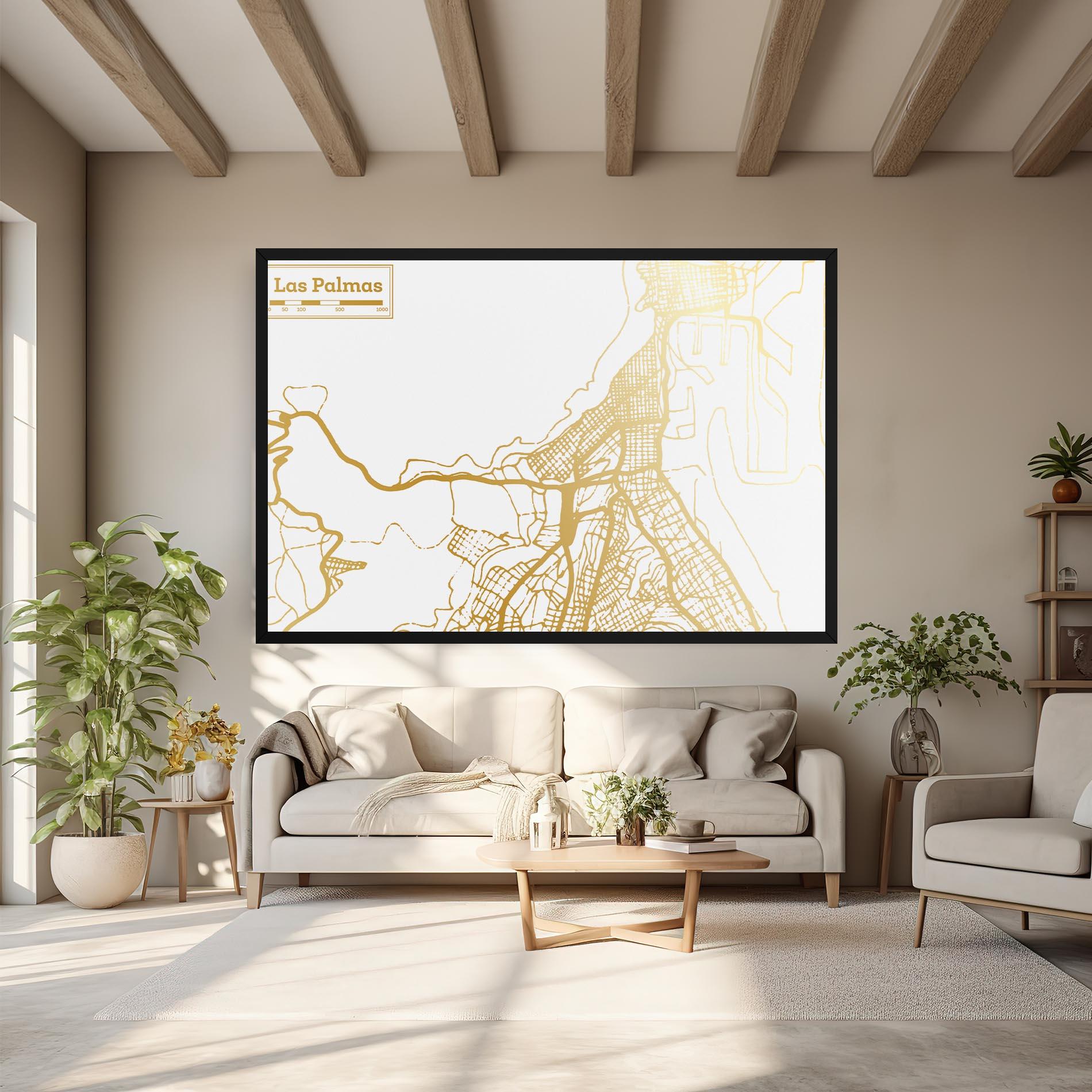 Leinwandbild Las Palmas Gold Map mockup 6