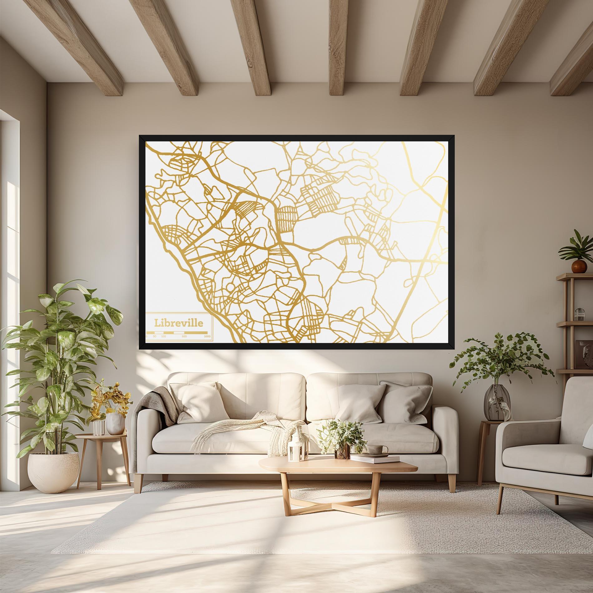 Leinwandbild Libreville Gold Map mockup 6