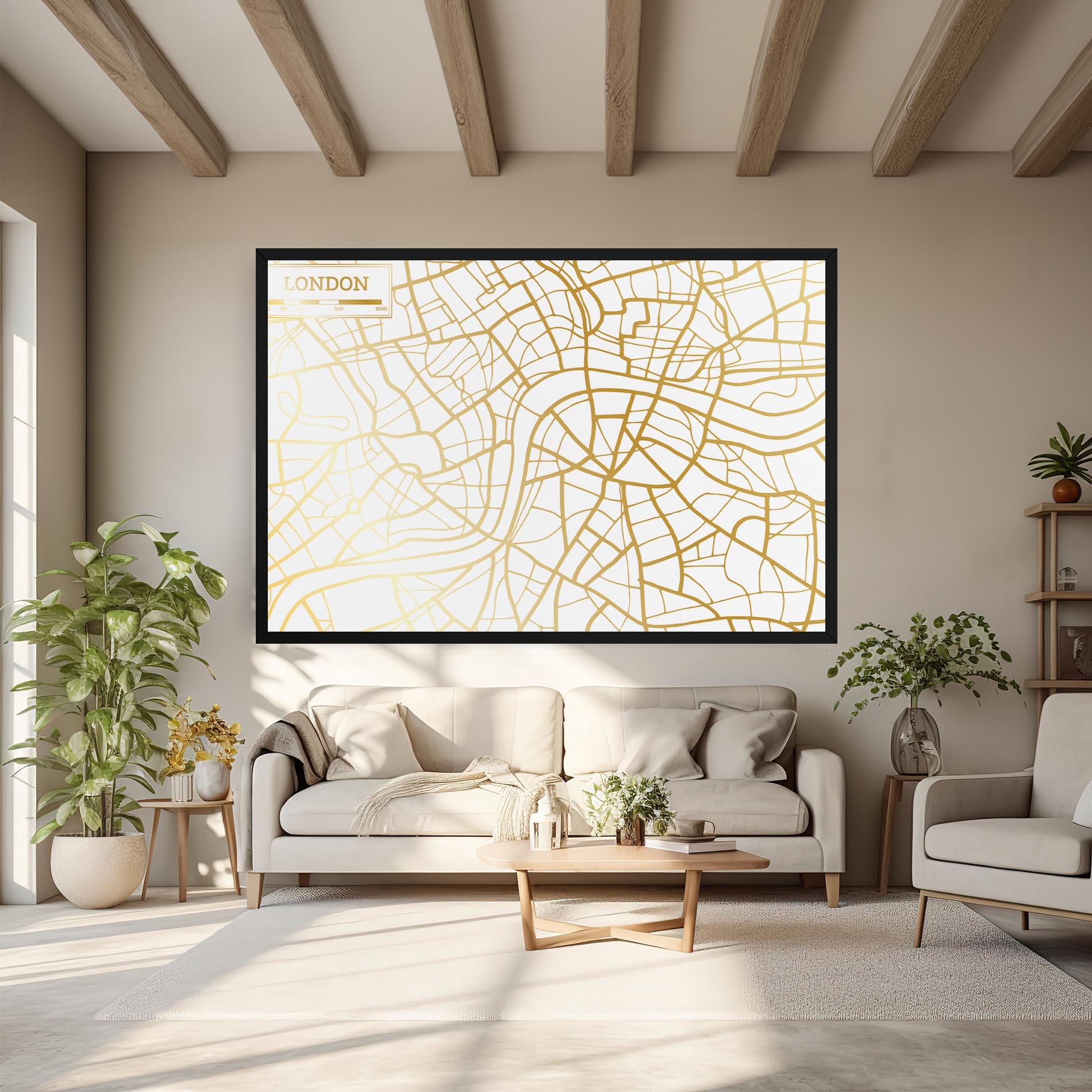 Leinwandbild London Gold Map mockup 6