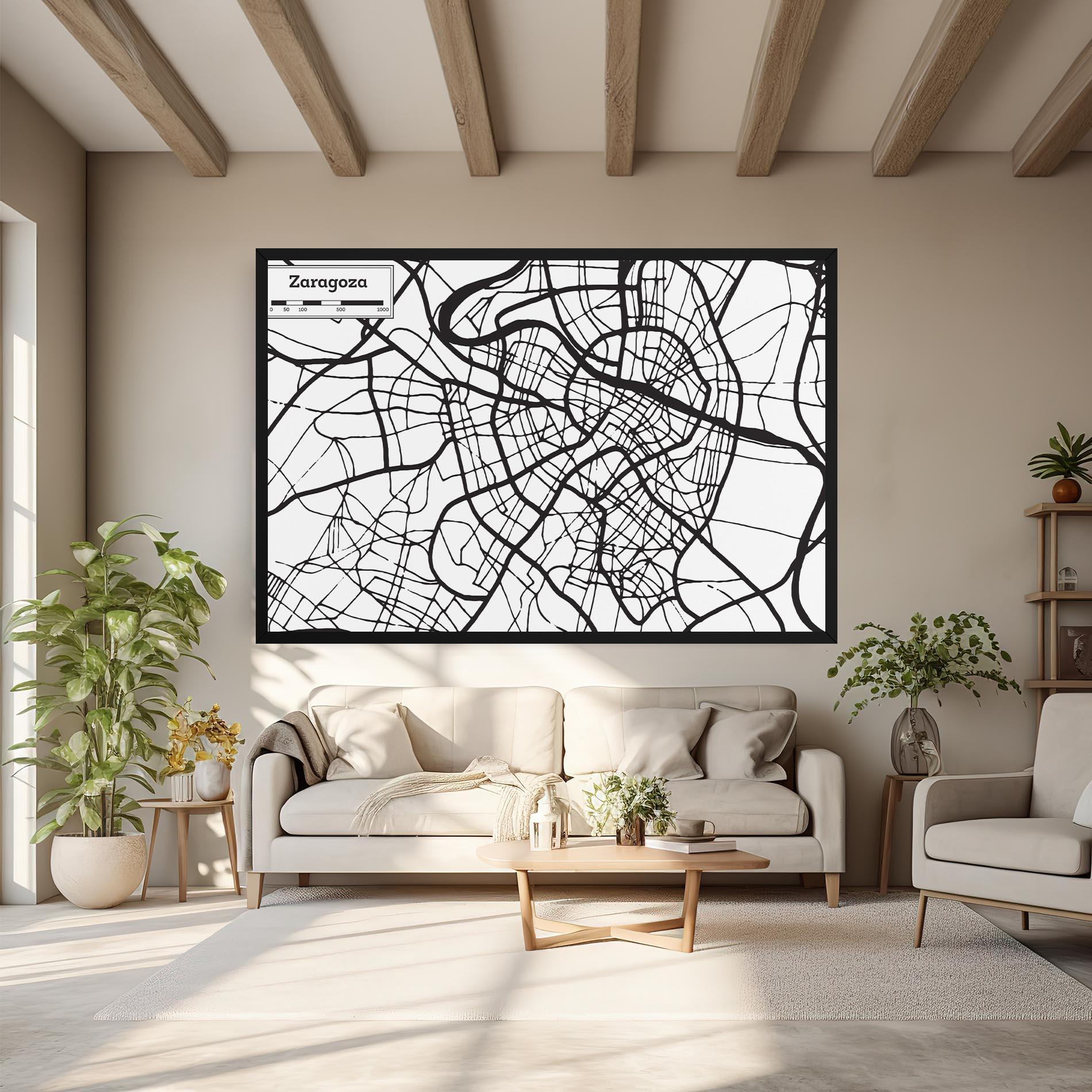 Leinwandbild Zaragoza City Map mockup 6