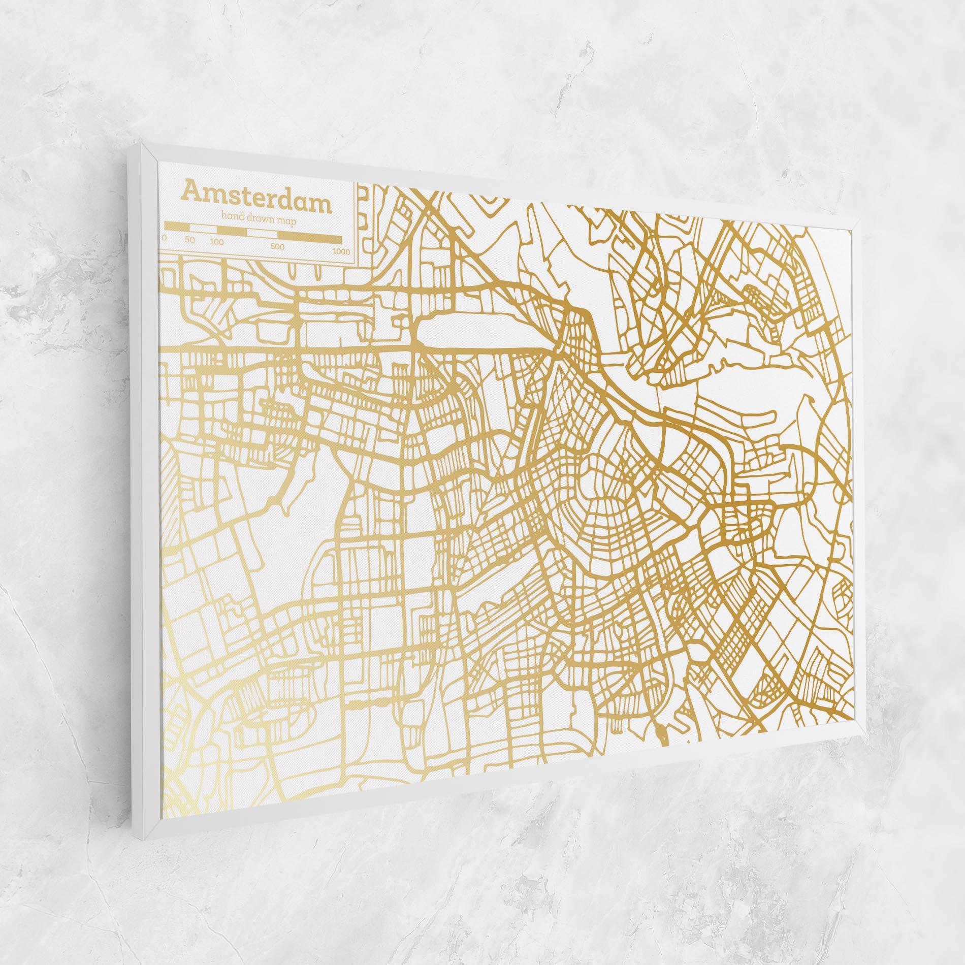 Leinwandbild Amsterdam Gold Map mockup 1