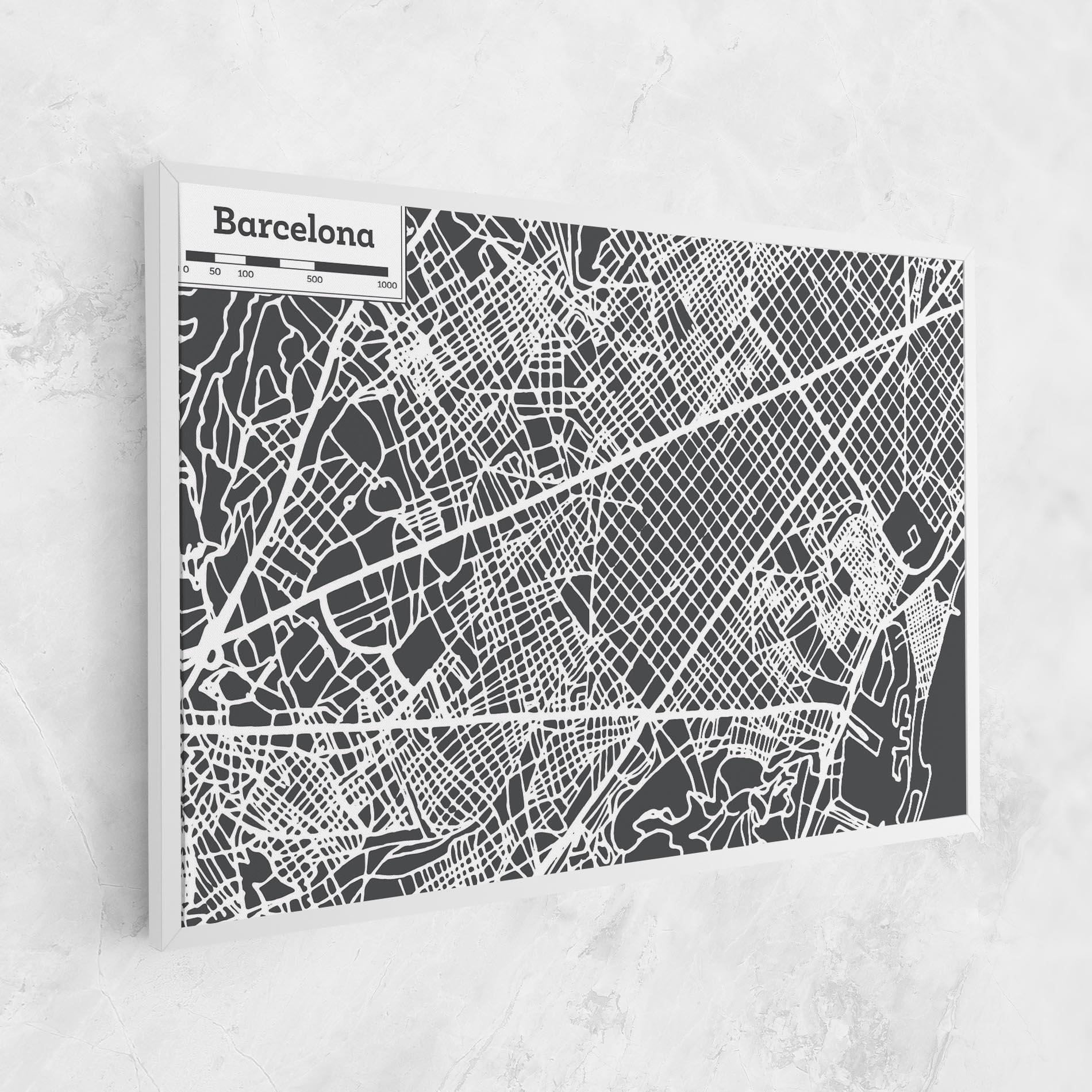 Leinwandbild Barcelona Map mockup 1