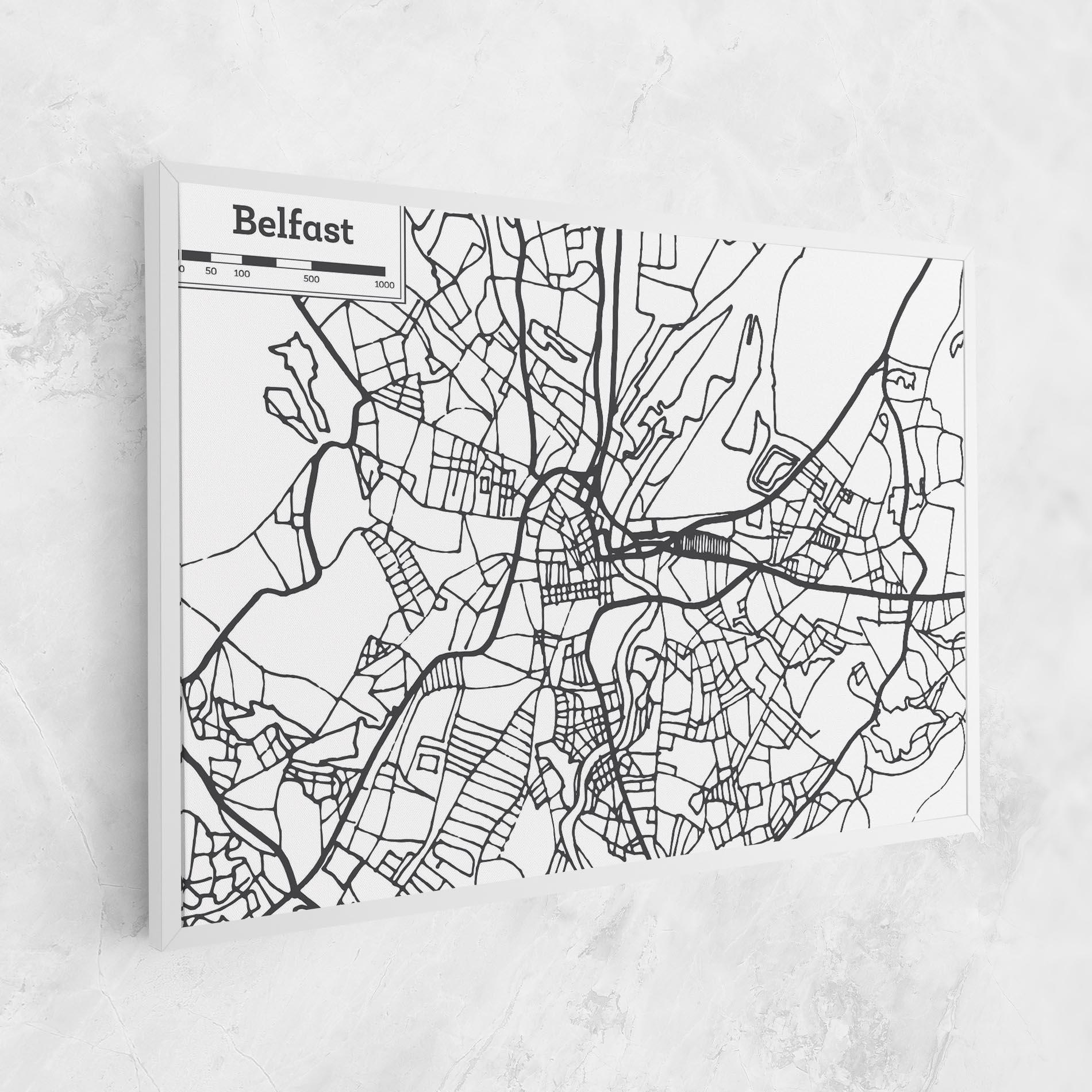 Leinwandbild Belfast Map mockup 1