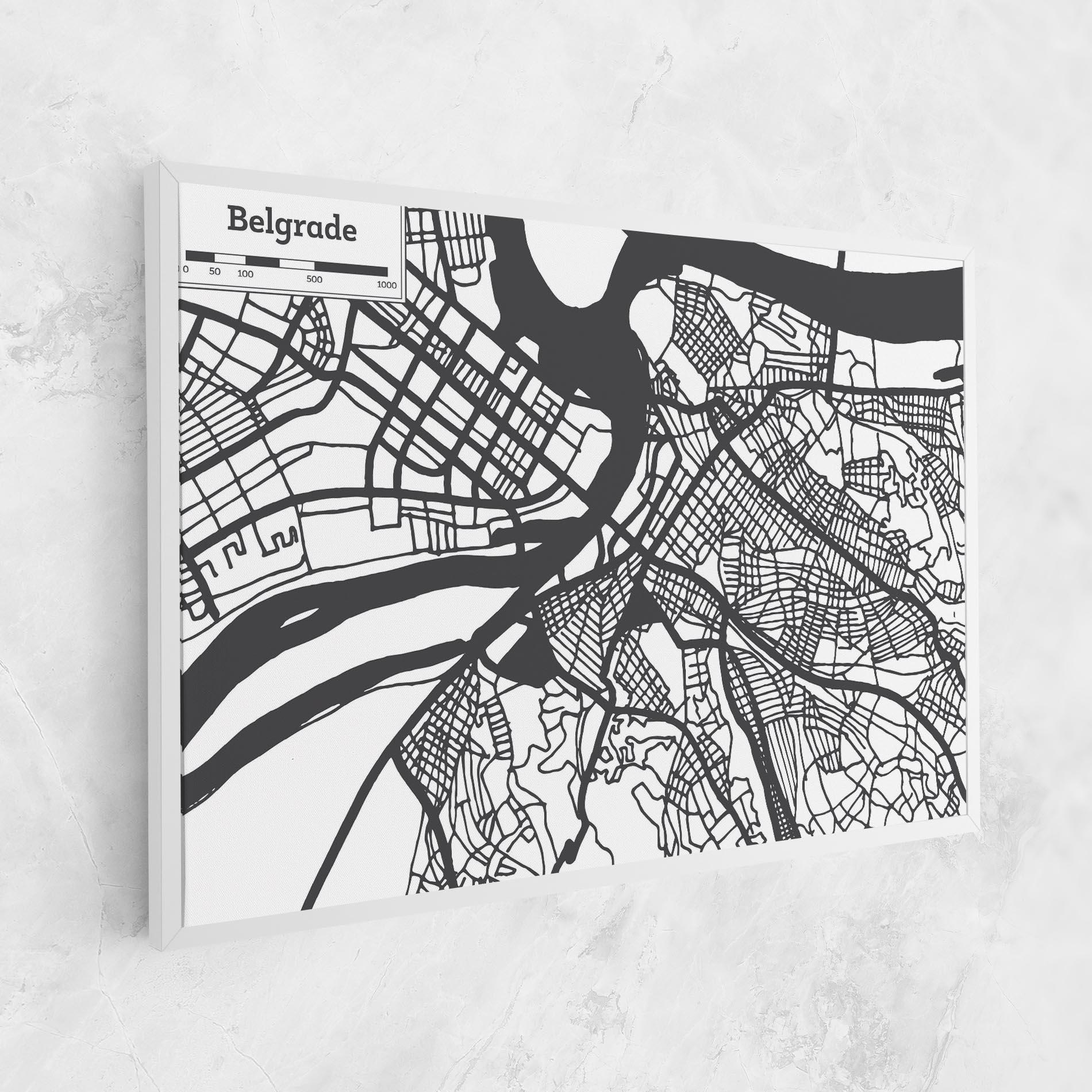 Leinwandbild Belgrade Map mockup 1
