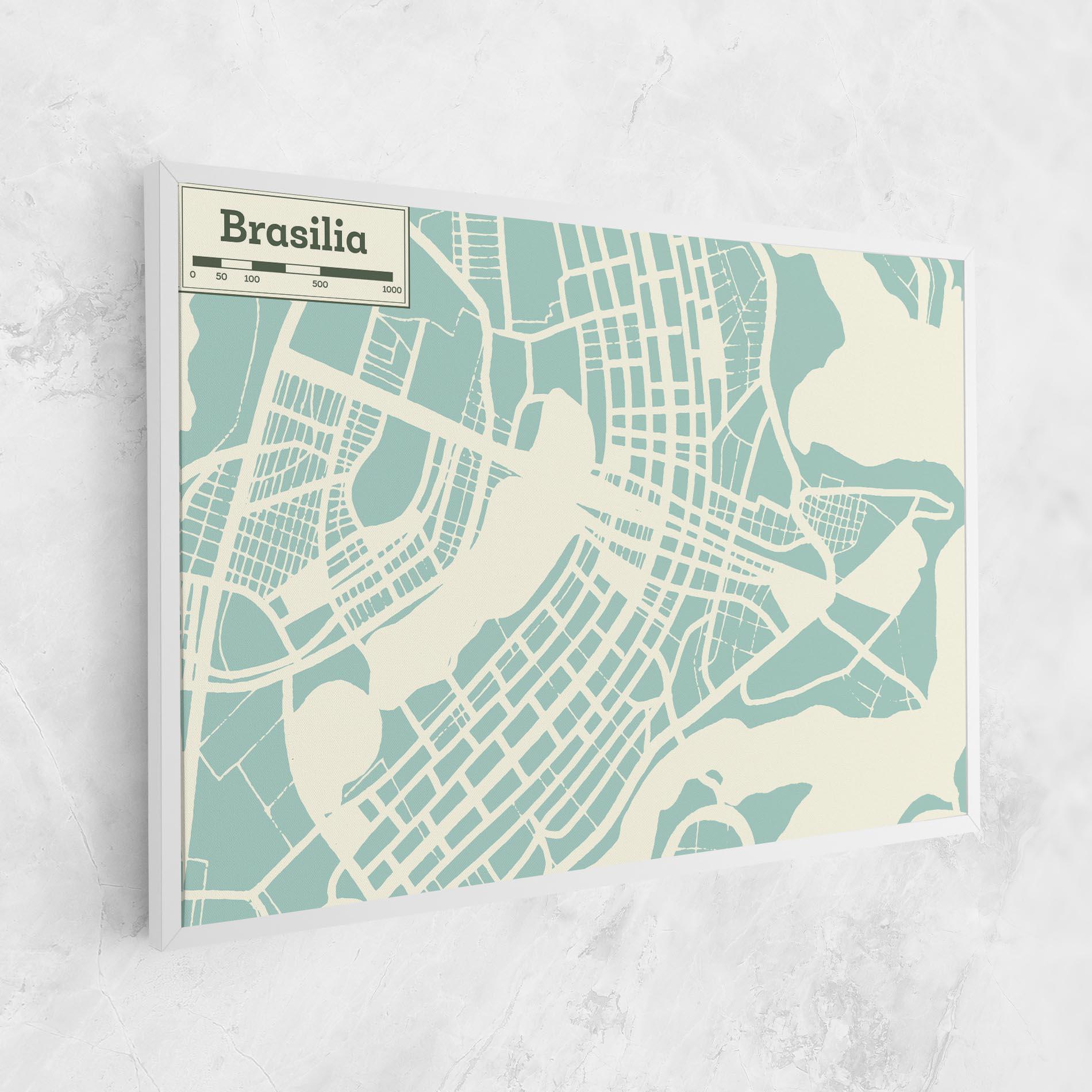 Leinwandbild Brasilia Map mockup 1