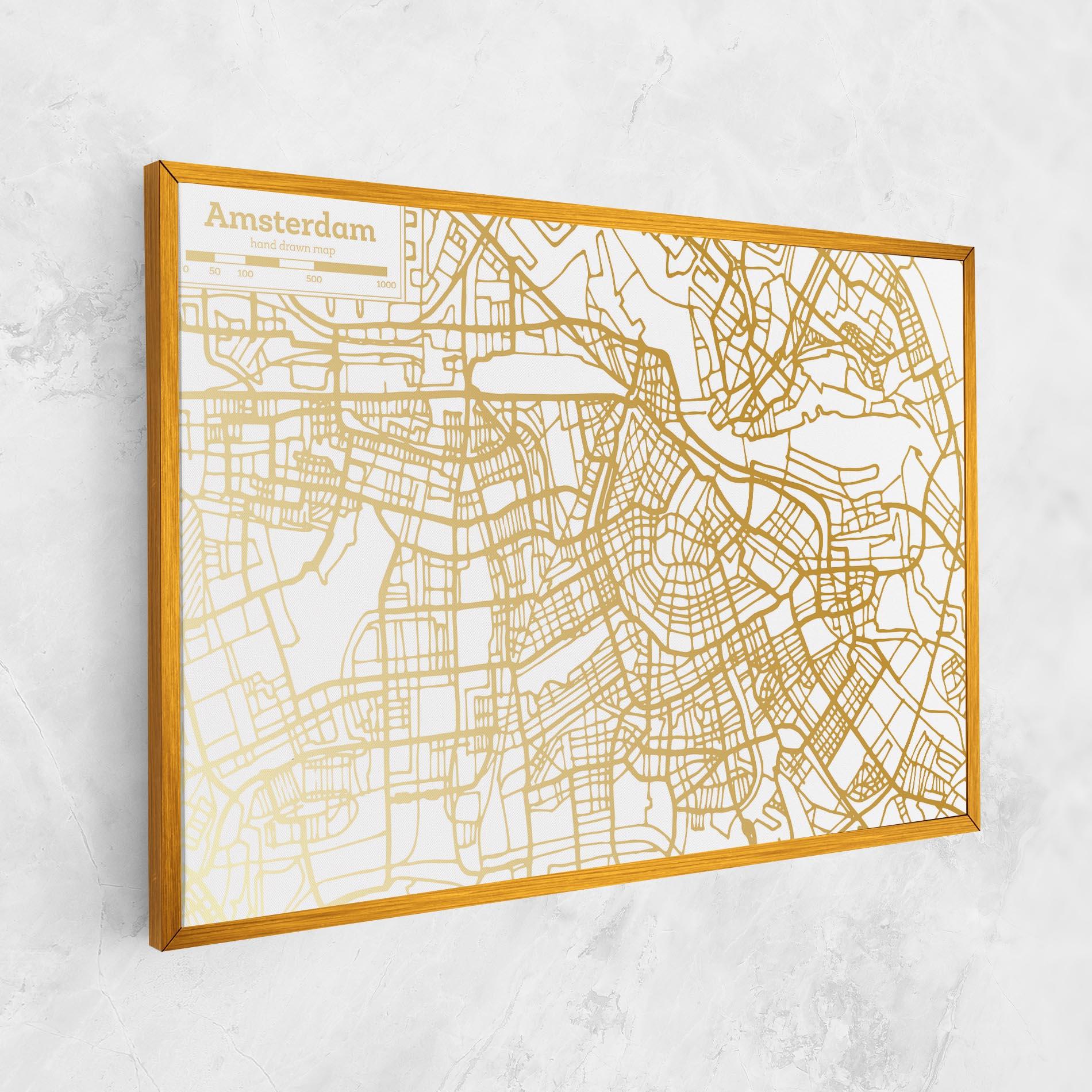 Leinwandbild Amsterdam Gold Map mockup 1