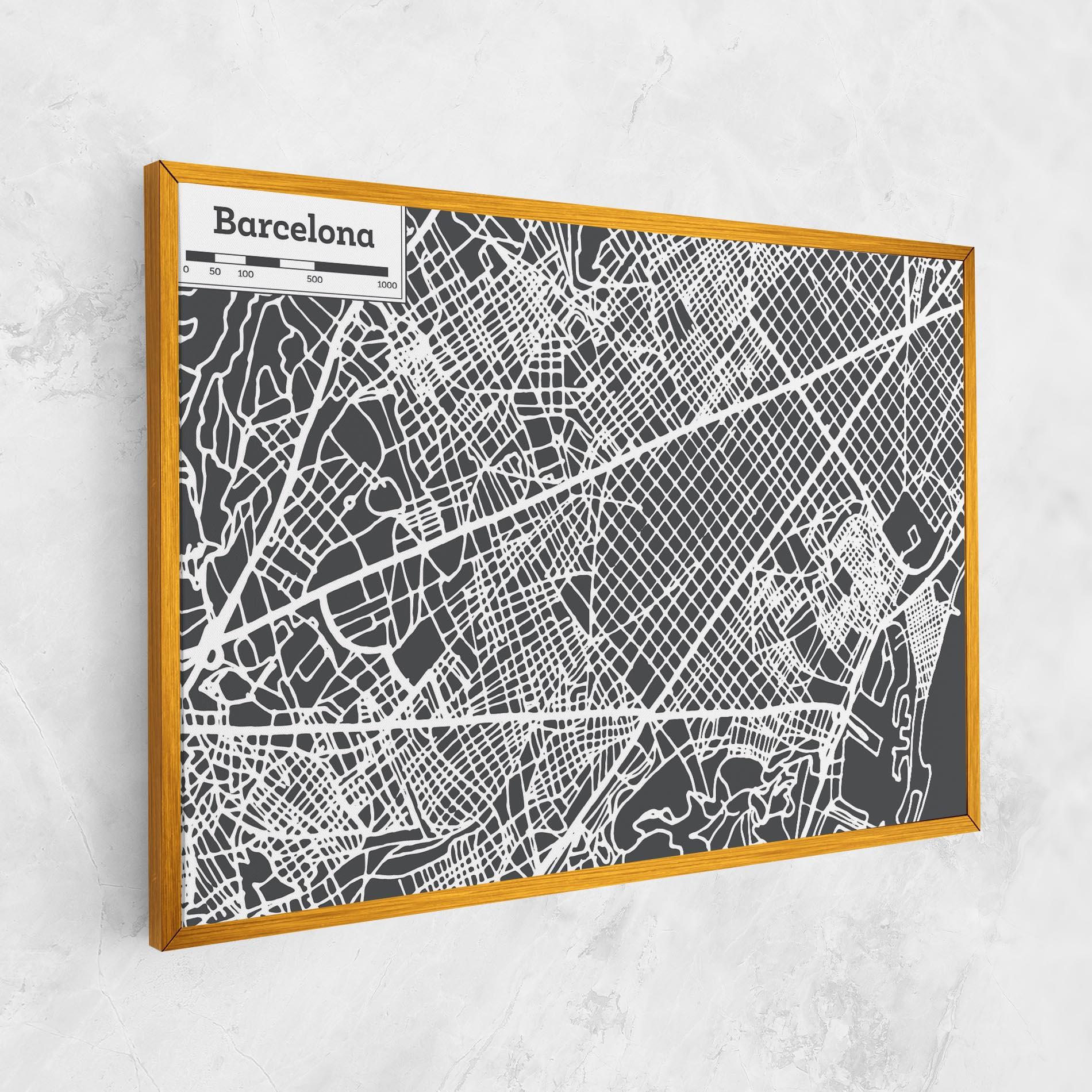 Leinwandbild Barcelona Map mockup 1