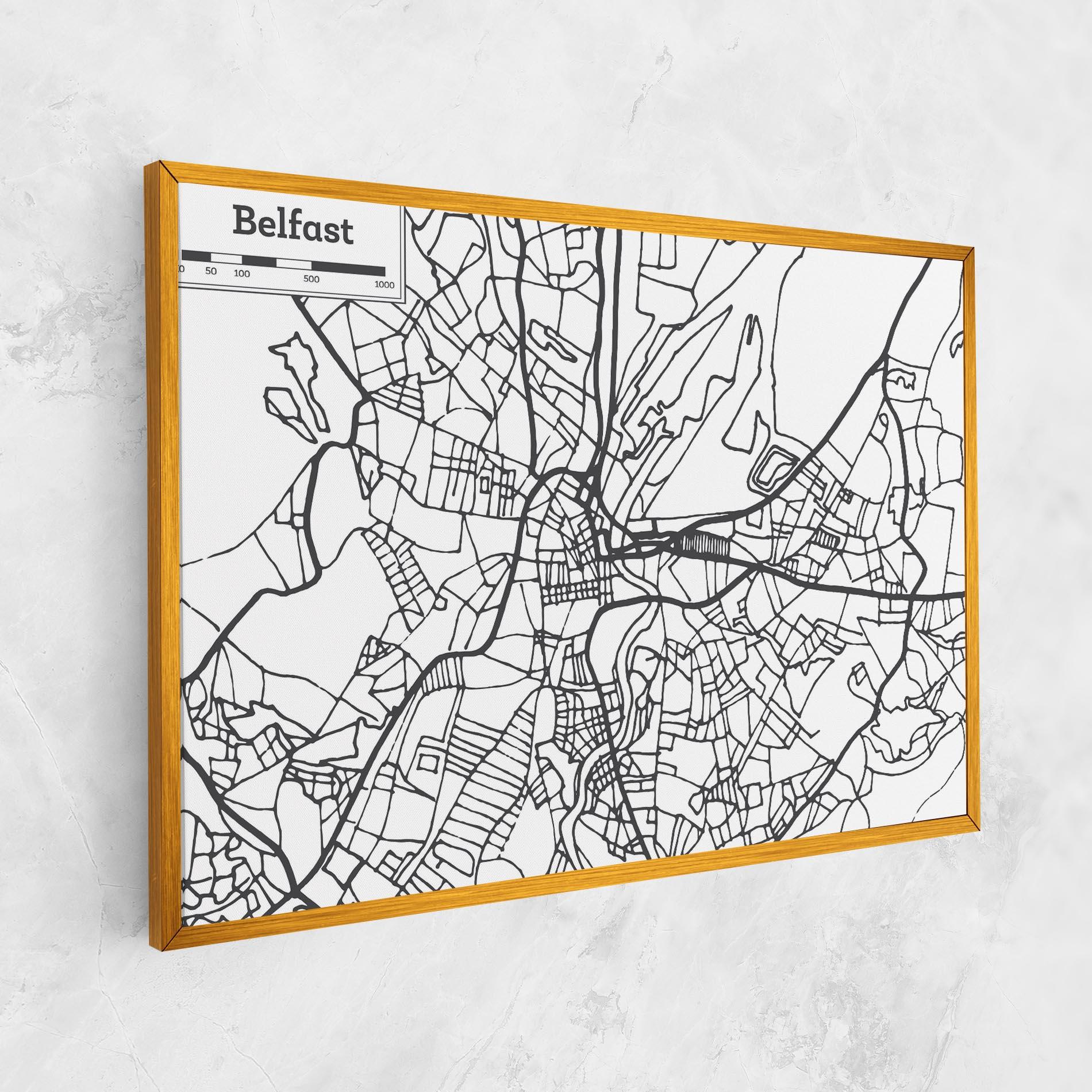 Leinwandbild Belfast Map mockup 1