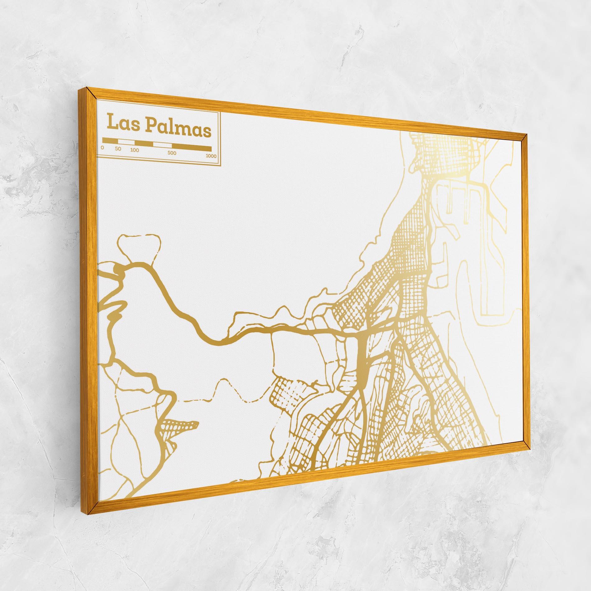 Leinwandbild Las Palmas Gold Map mockup 1