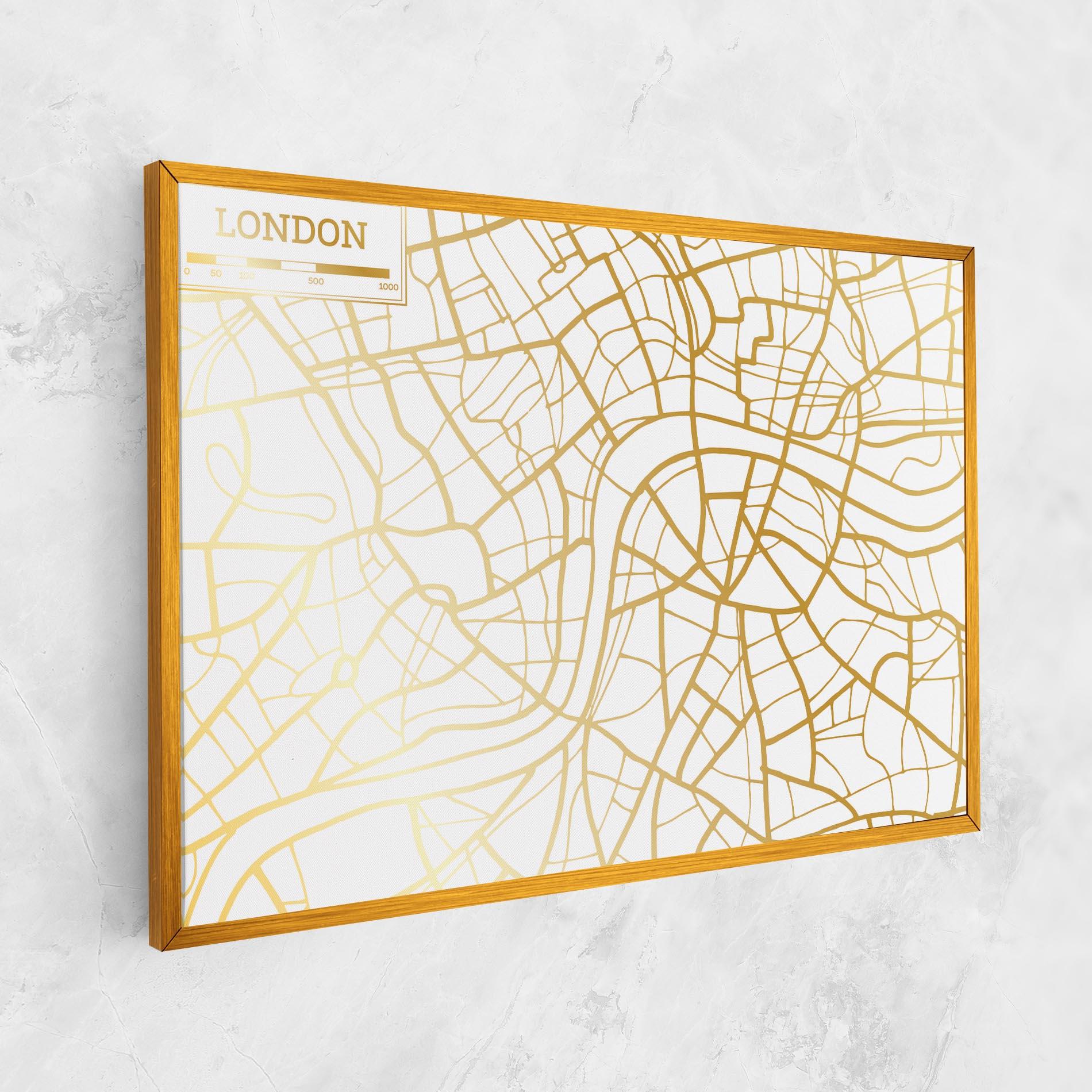 Leinwandbild London Gold Map mockup 1
