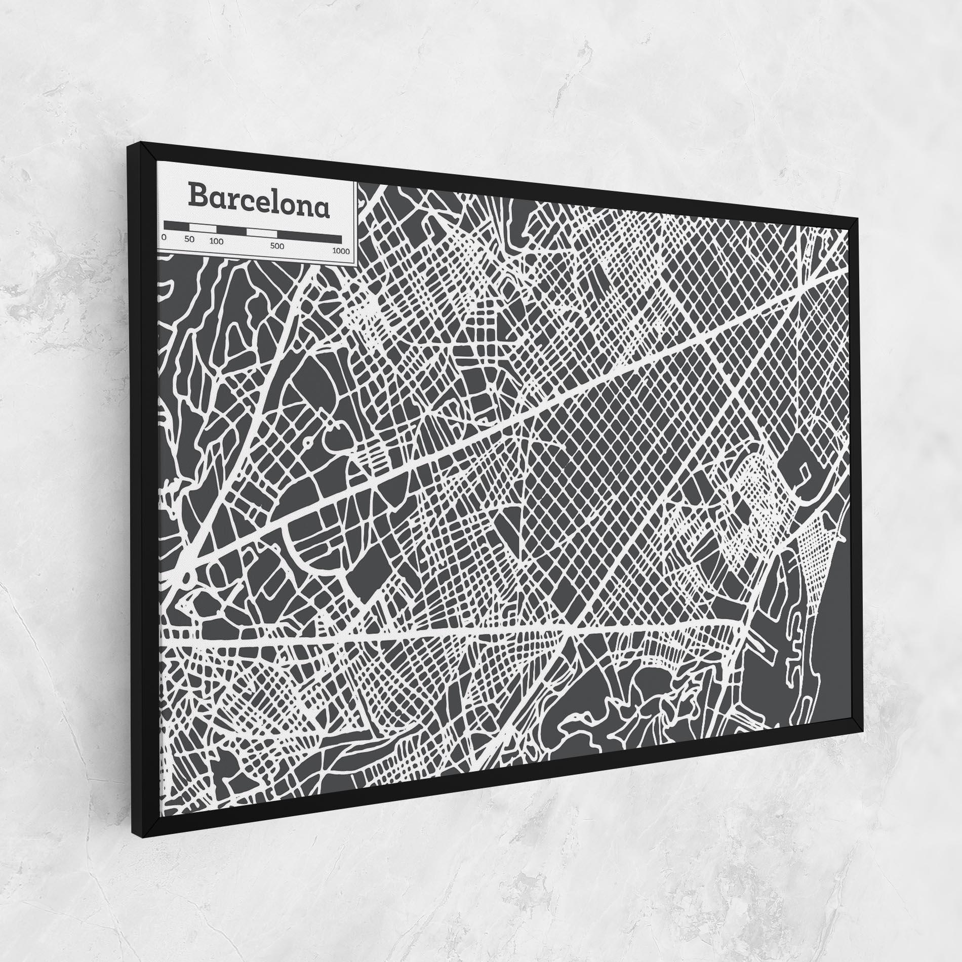 Leinwandbild Barcelona Map mockup 1