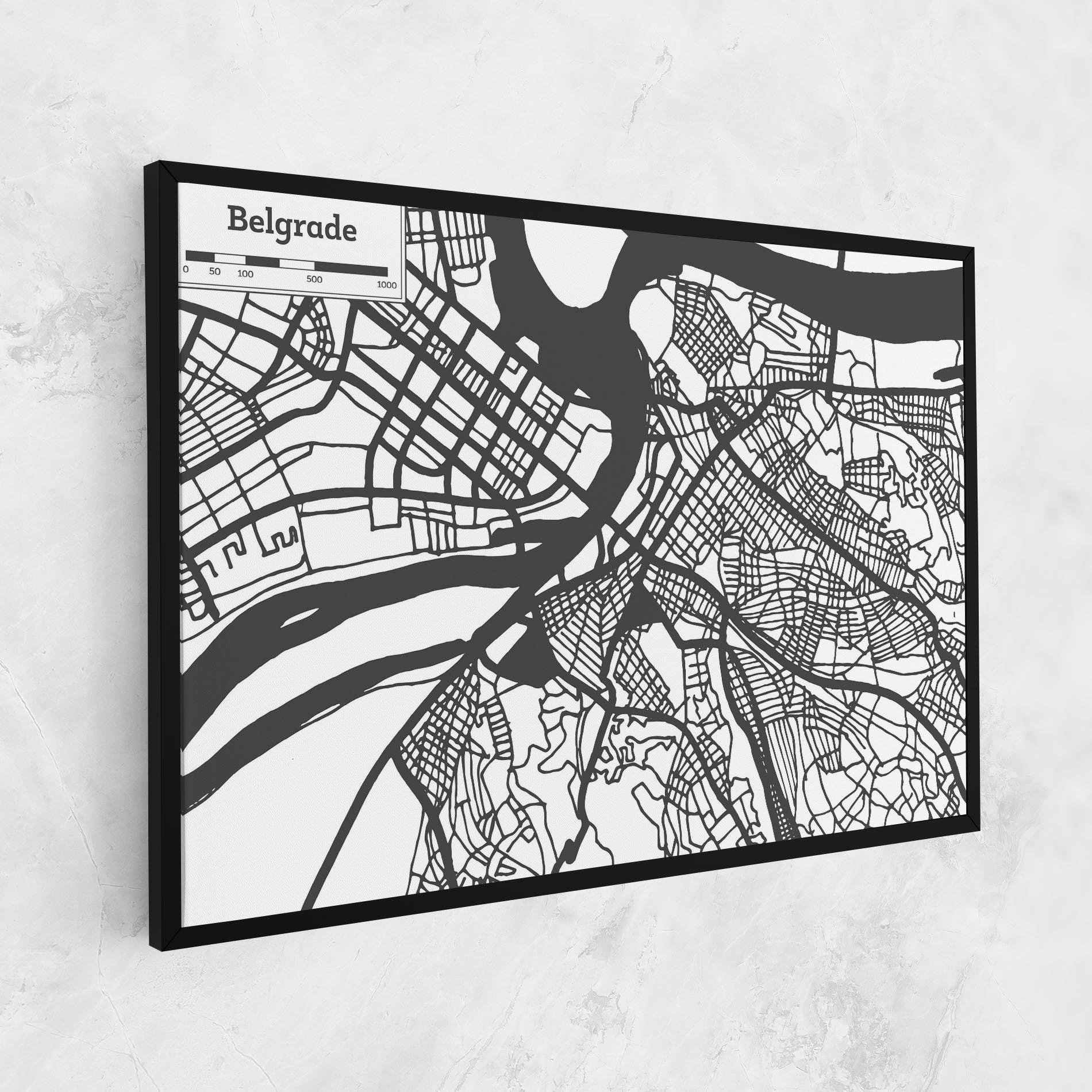 Leinwandbild Belgrade Map mockup 1