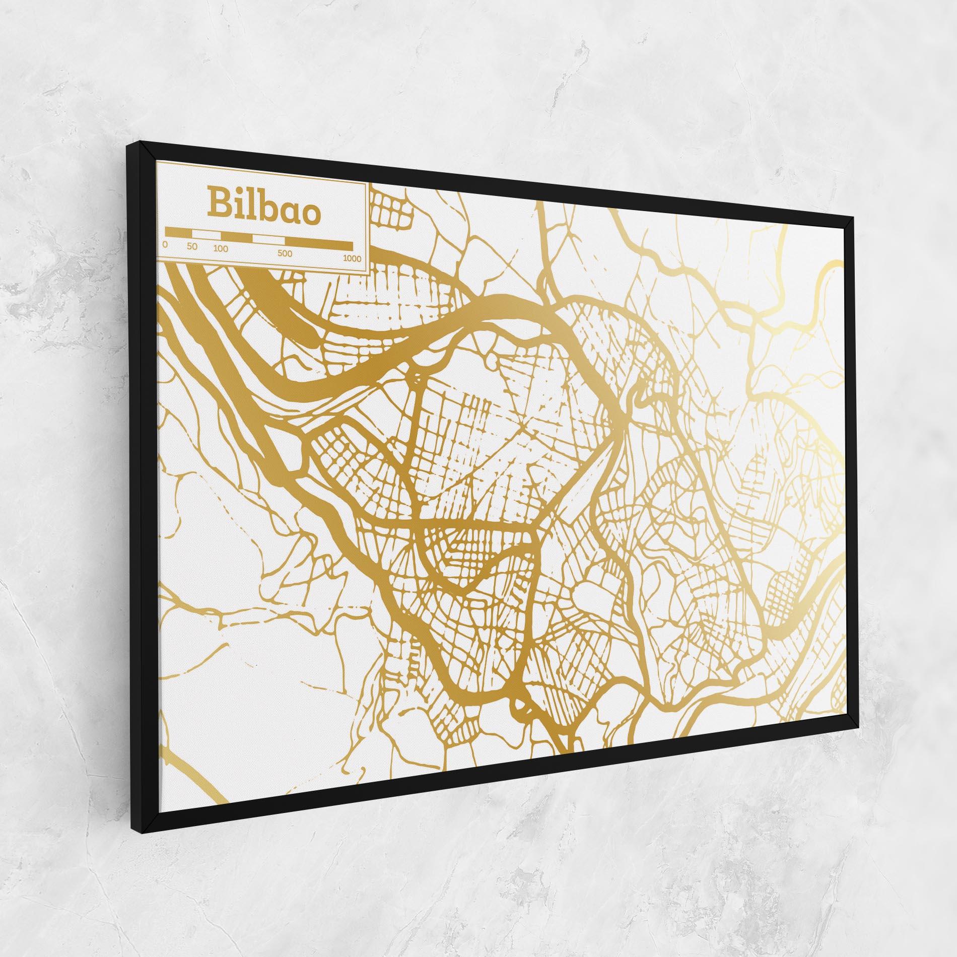Leinwandbild Bilbao Gold Map mockup 1