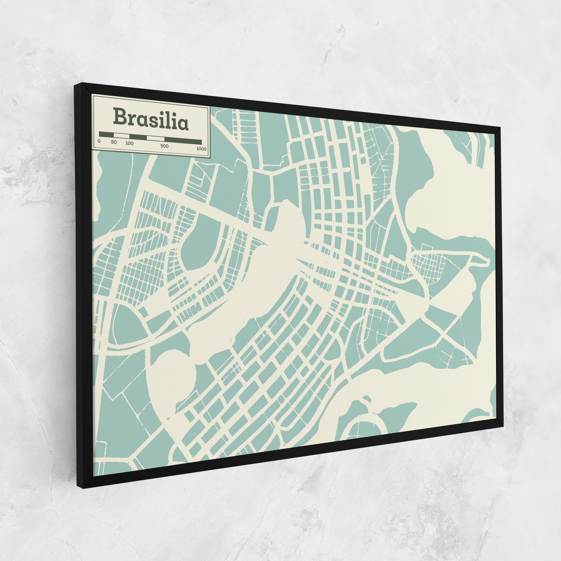 Leinwandbild Brasilia Map mockup 1
