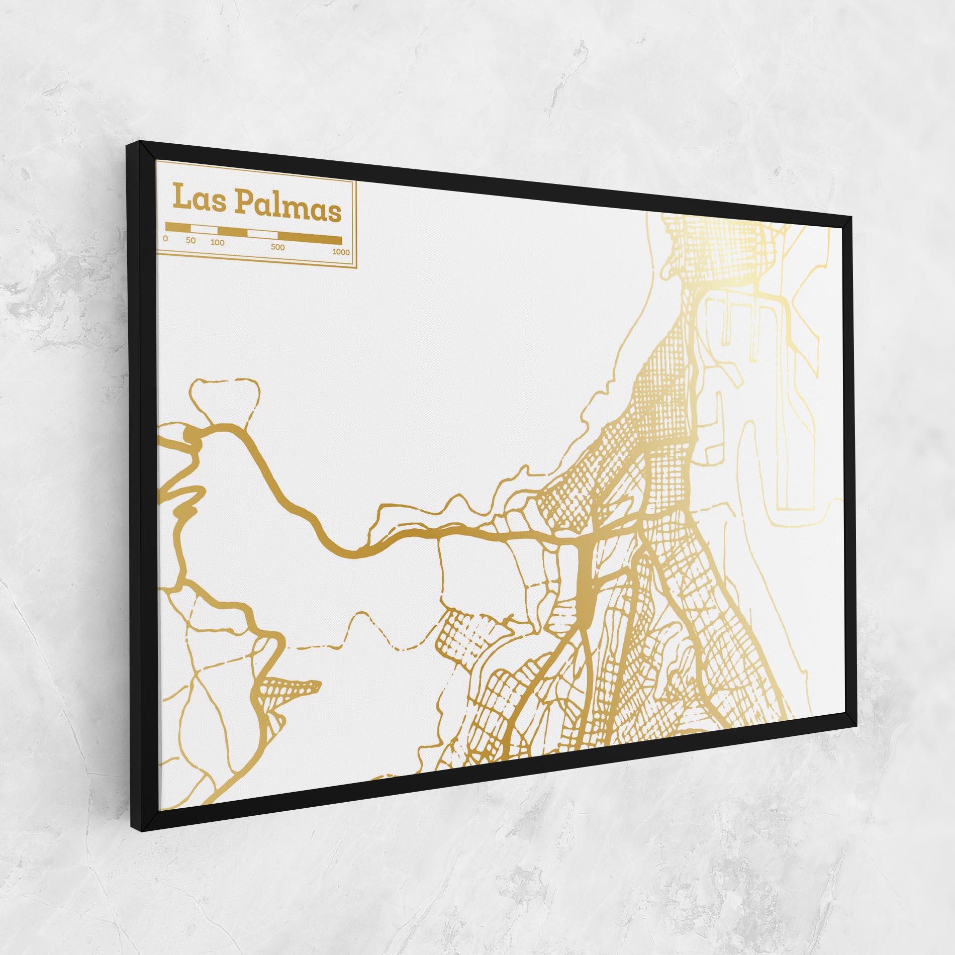 Leinwandbild Las Palmas Gold Map mockup 1