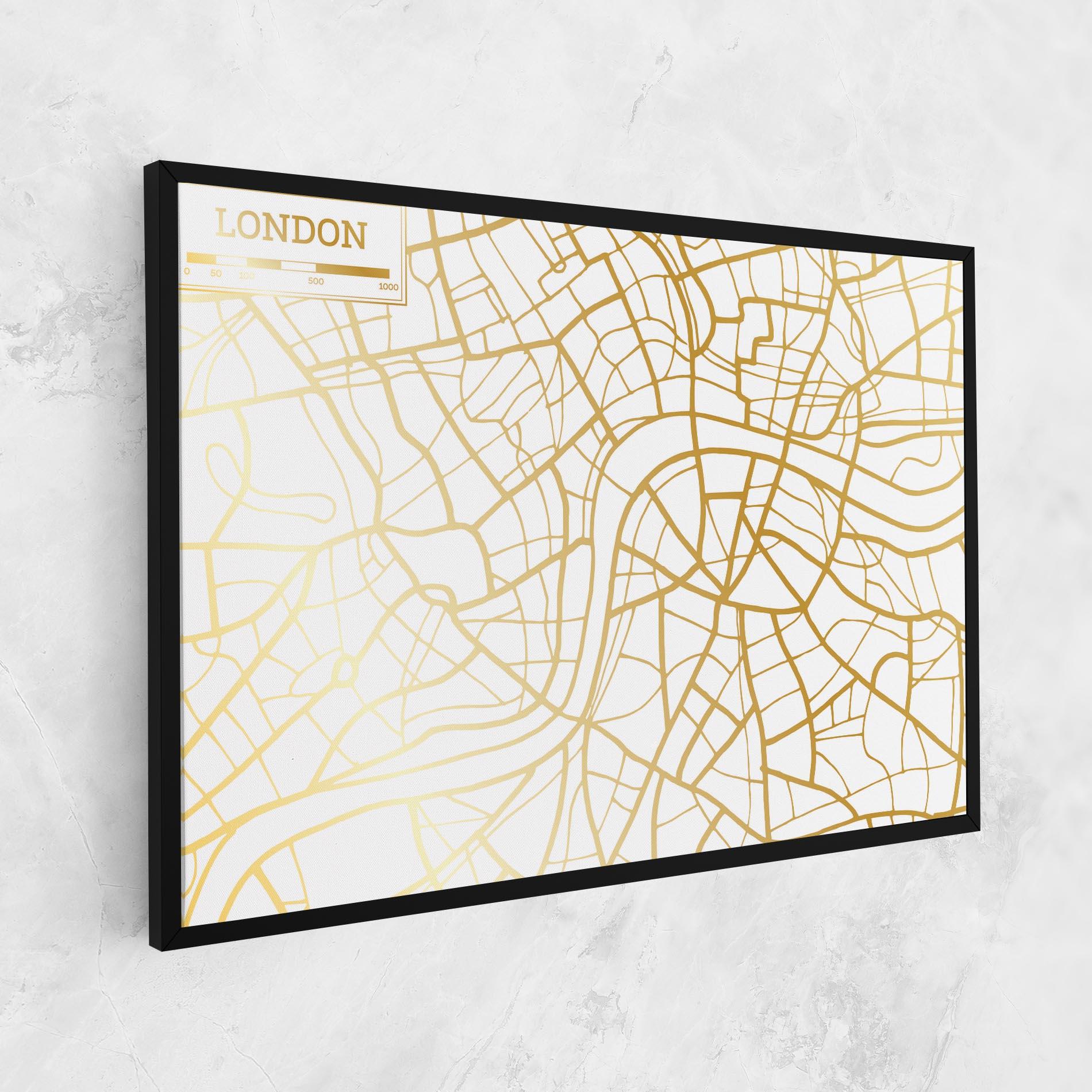 Leinwandbild London Gold Map mockup 1