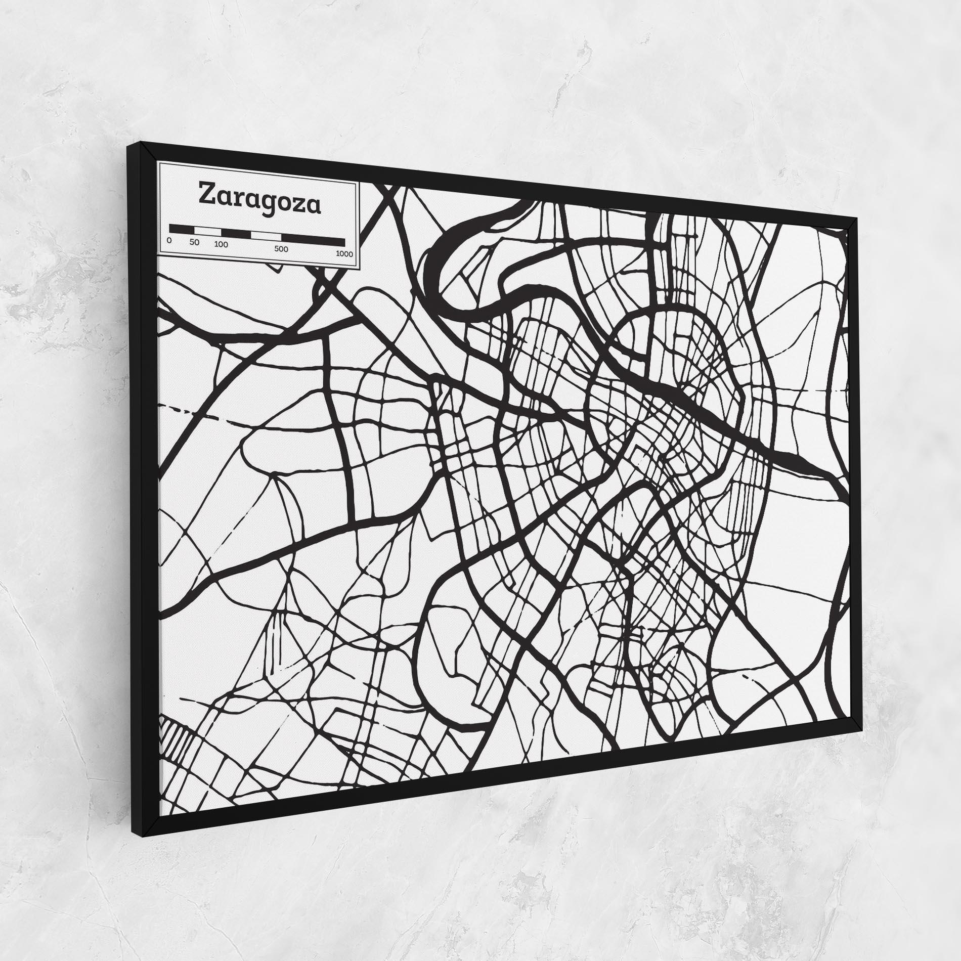 Leinwandbild Zaragoza City Map mockup 1