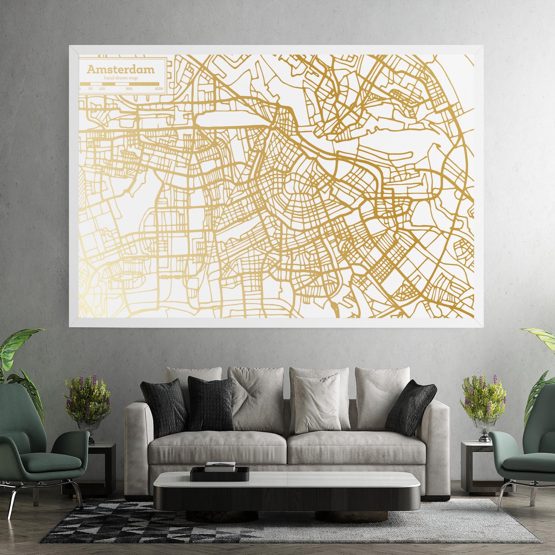 Leinwandbild Amsterdam Gold Map mockup 7