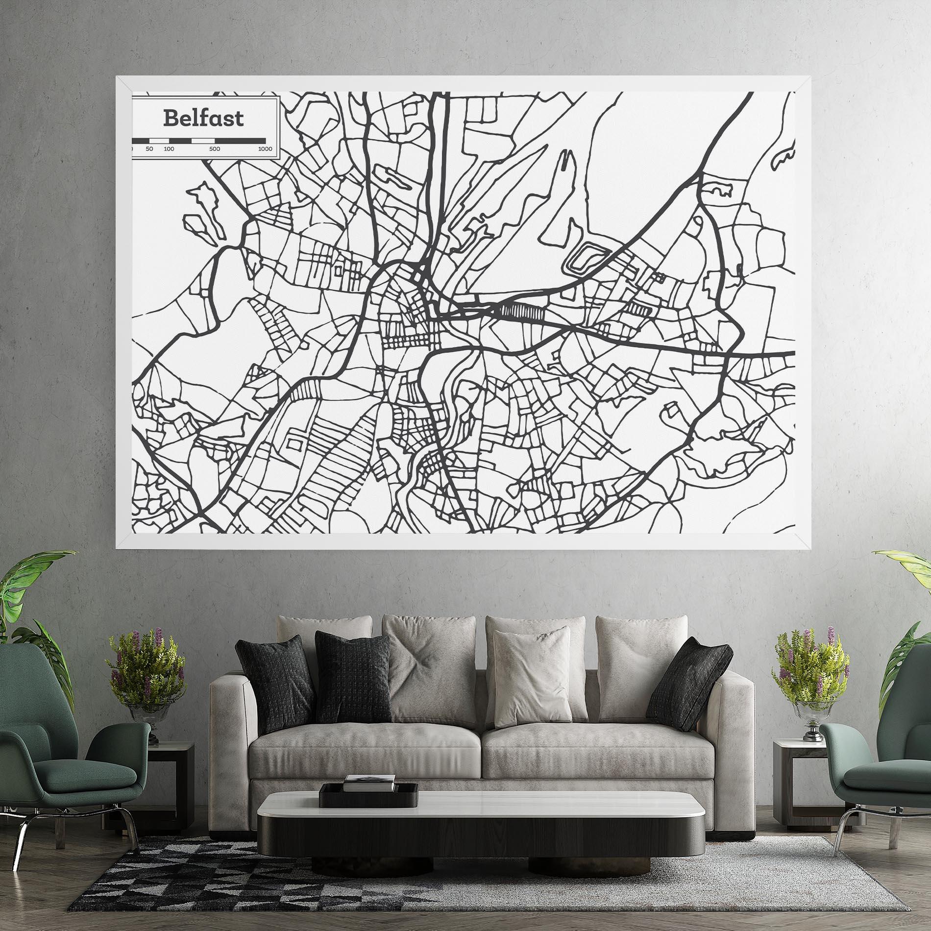 Leinwandbild Belfast Map mockup 7
