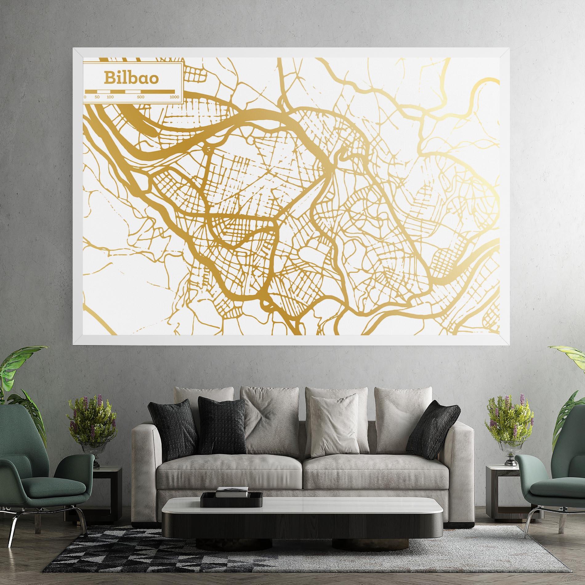 Leinwandbild Bilbao Gold Map mockup 7