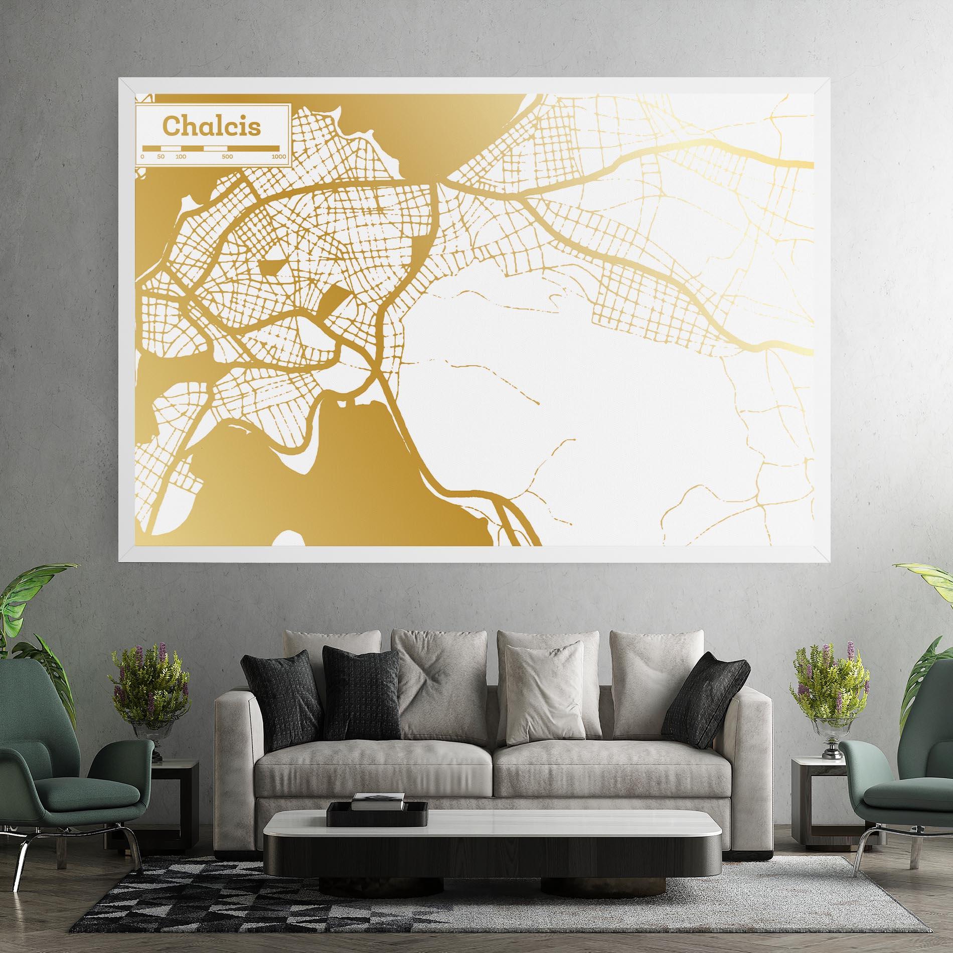 Leinwandbild Chalcis Gold Map mockup 7