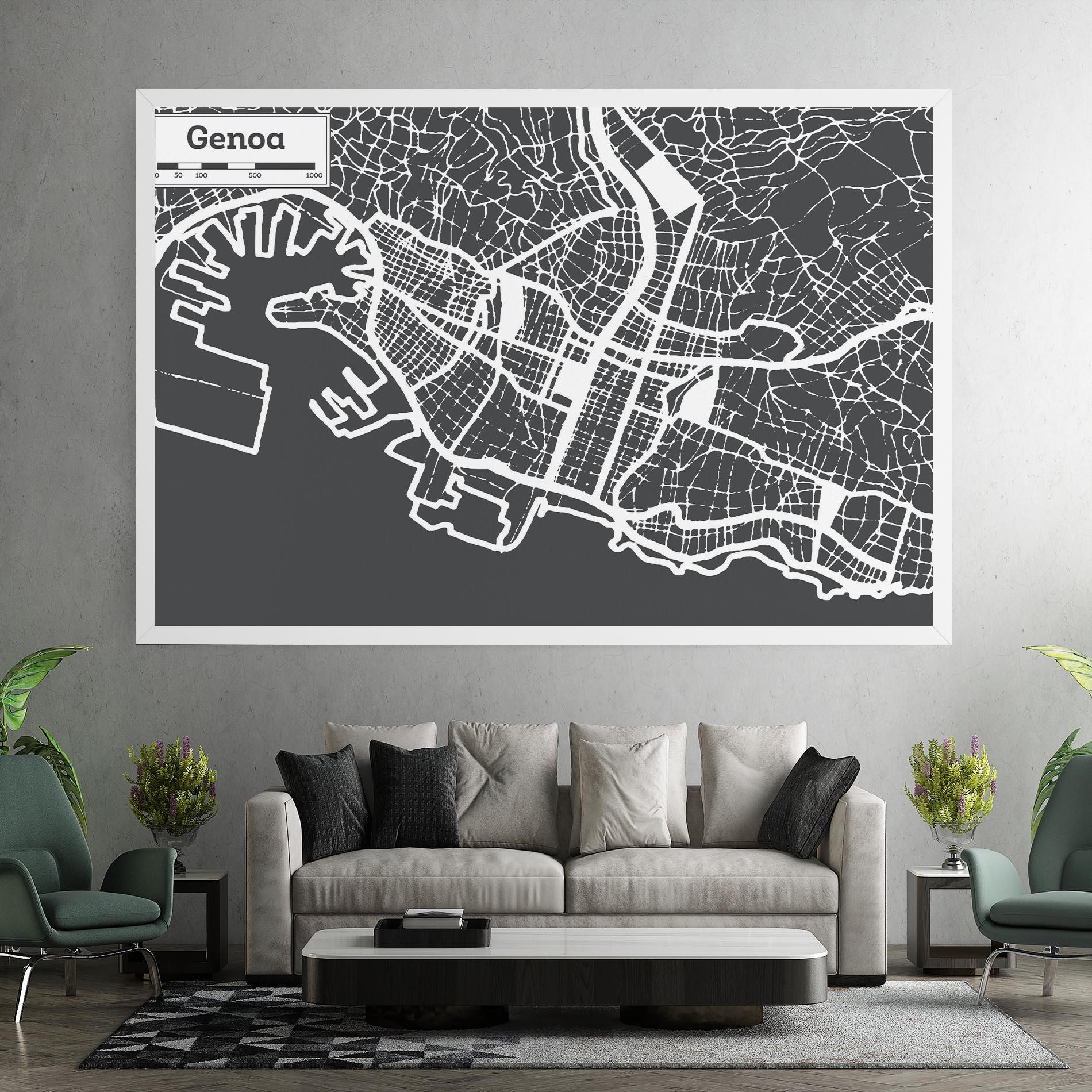 Leinwandbild Genoa Map mockup 7