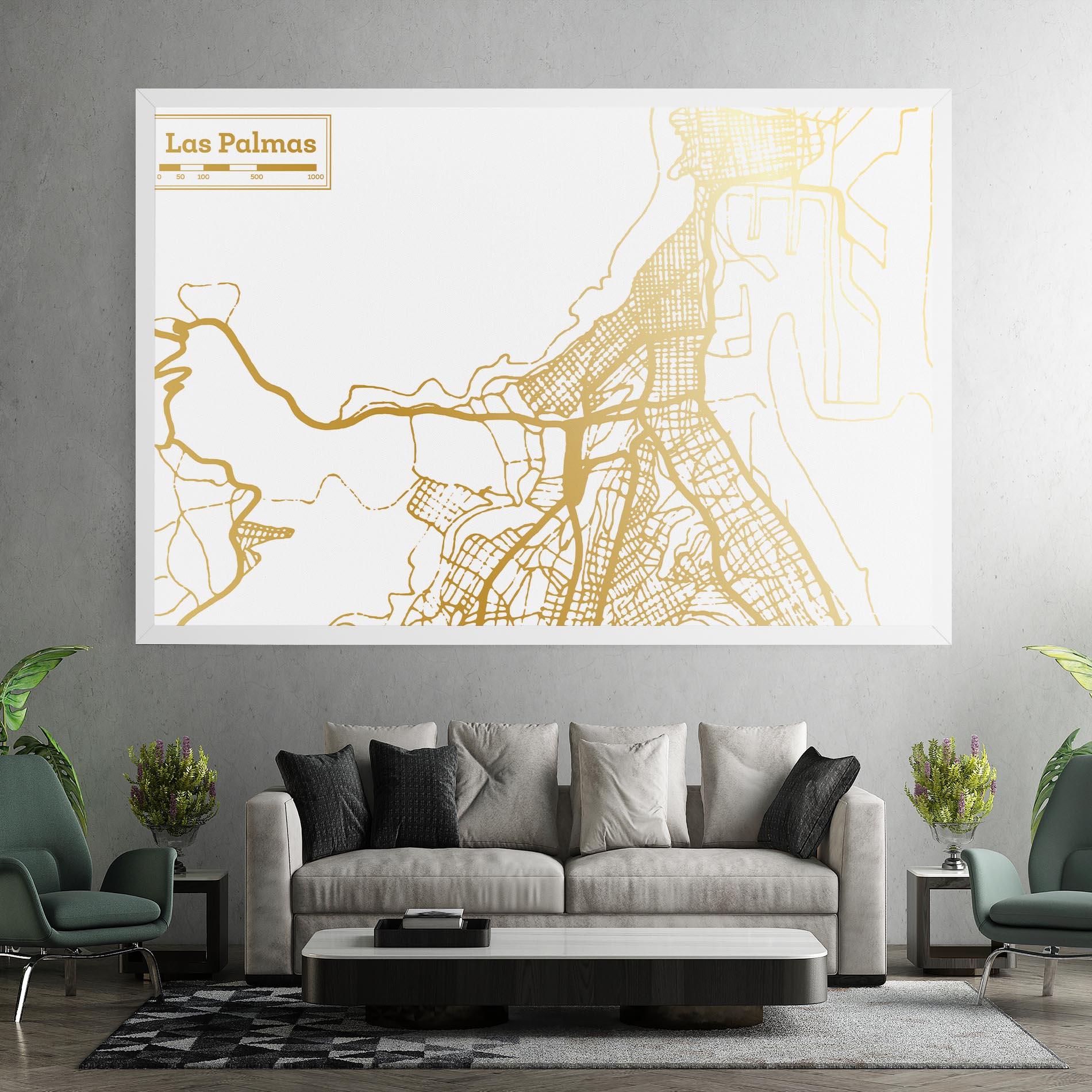 Leinwandbild Las Palmas Gold Map mockup 7