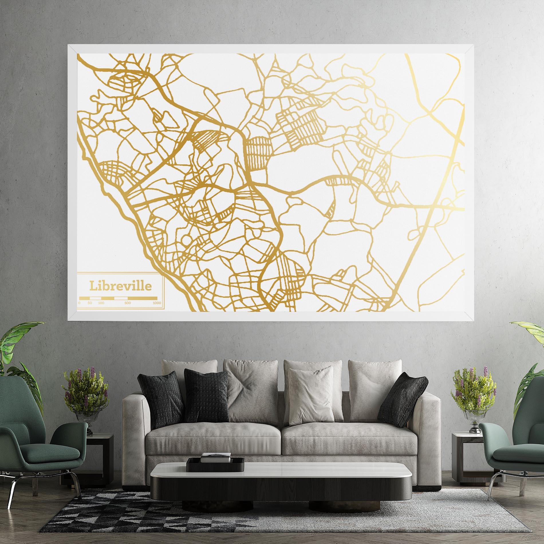 Leinwandbild Libreville Gold Map mockup 7
