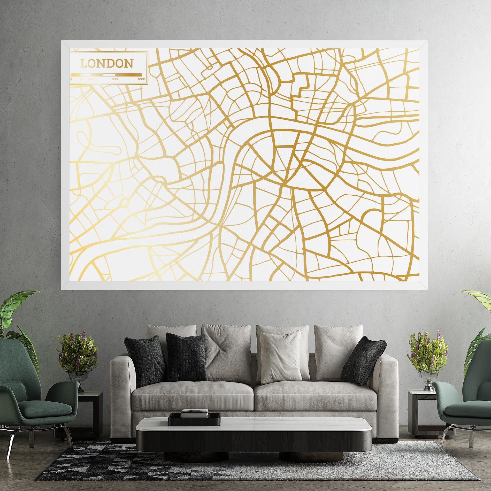 Leinwandbild London Gold Map mockup 7