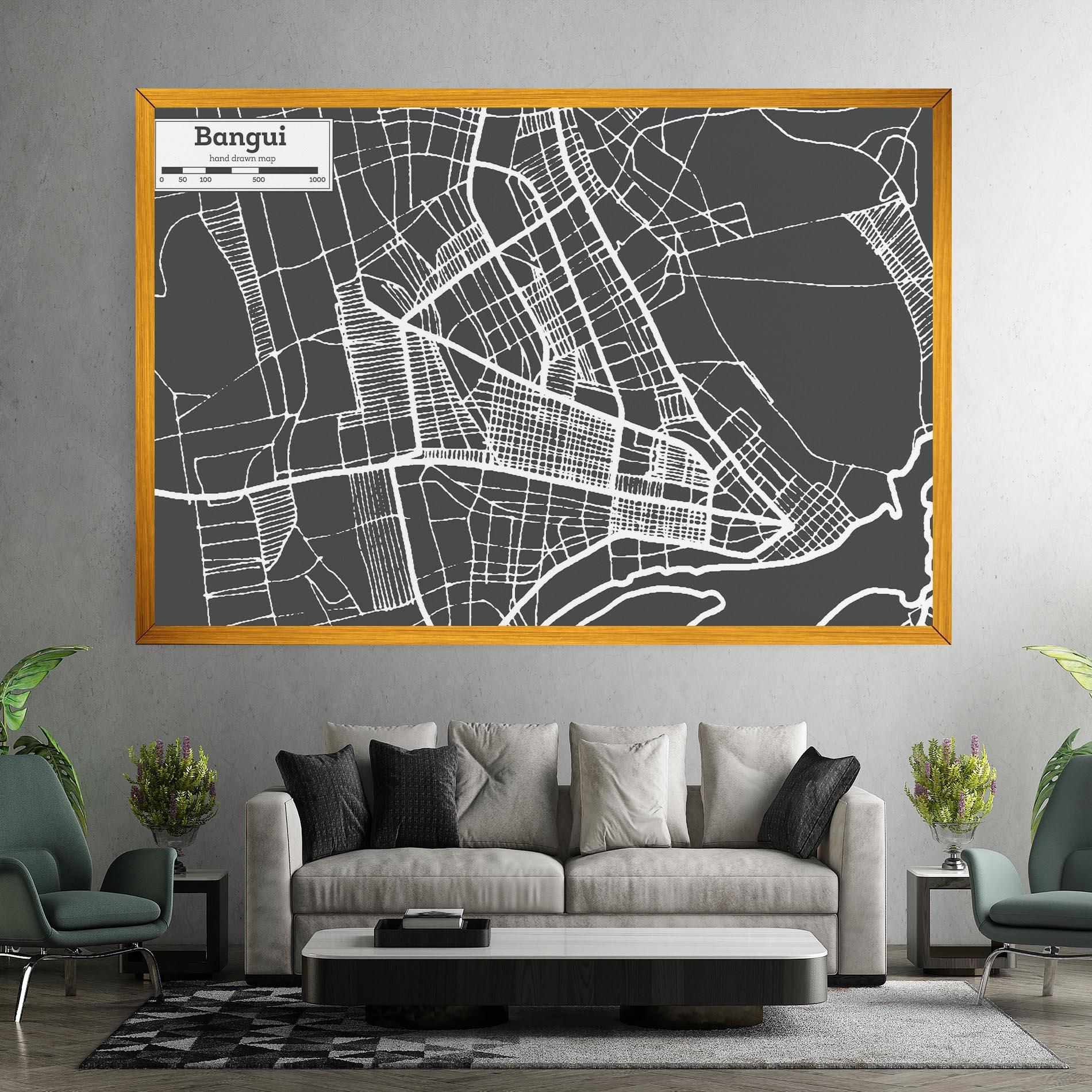 Leinwandbild Bangui Map mockup 7